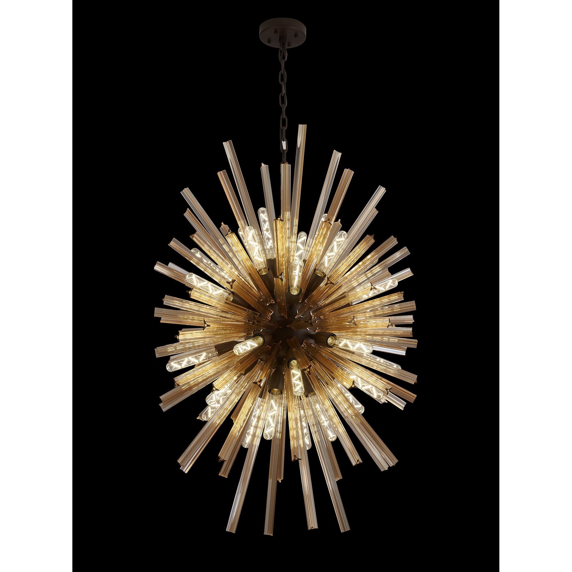 Fabula Wordworth 32 Light Vertical Oval Pendant - Brown Oxide & Champagne Glass
