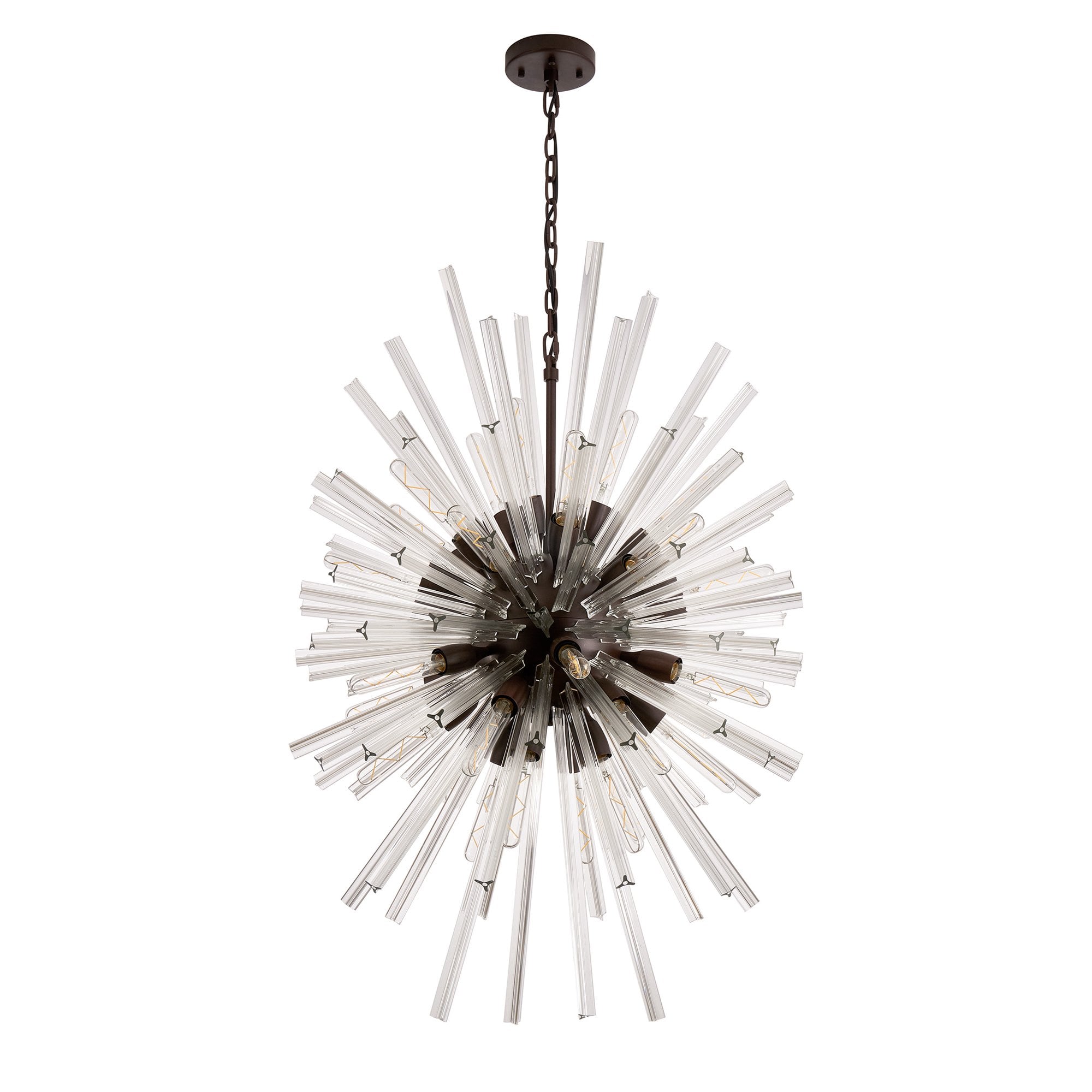 Fabula Wordworth 32 Light Vertical Oval Pendant - Brown Oxide & Clear Glass