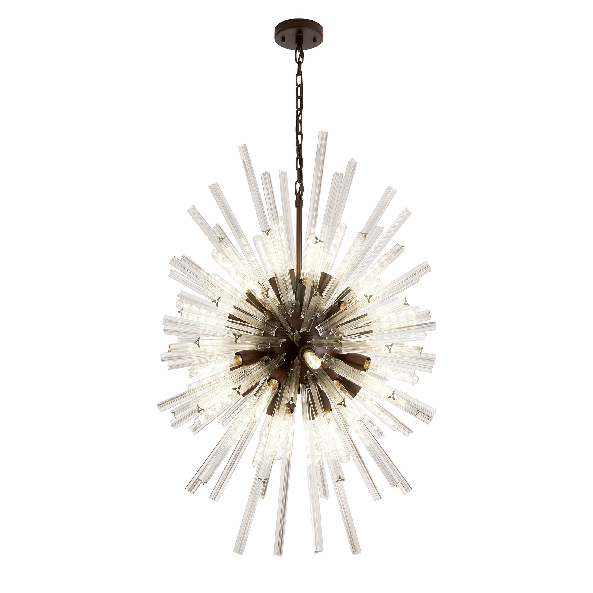Fabula Wordworth 32 Light Vertical Oval Pendant - Brown Oxide & Clear Glass
