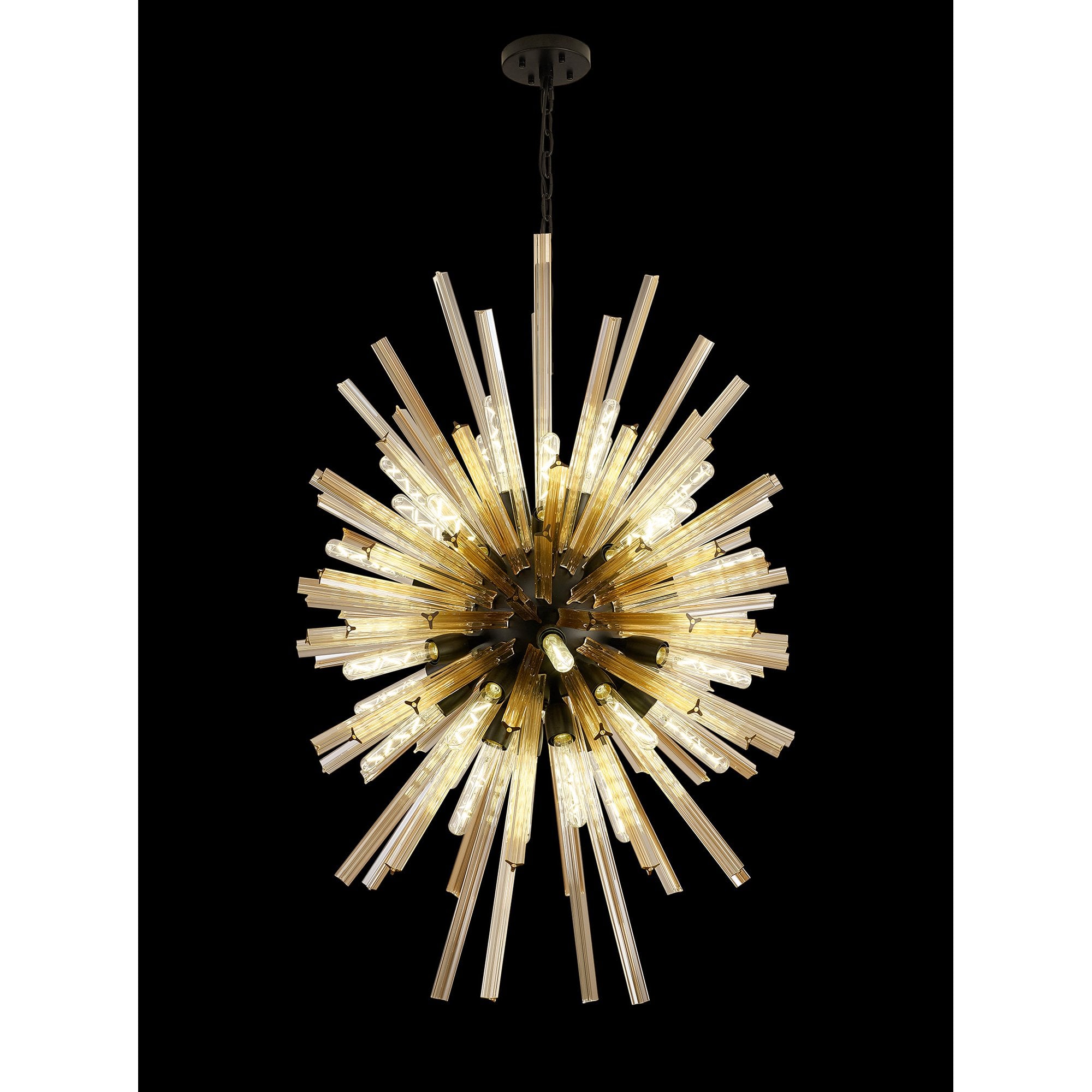 Fabula Wordworth 32 Light Vertical Oval Pendant - Matt Black & Champagne Glass