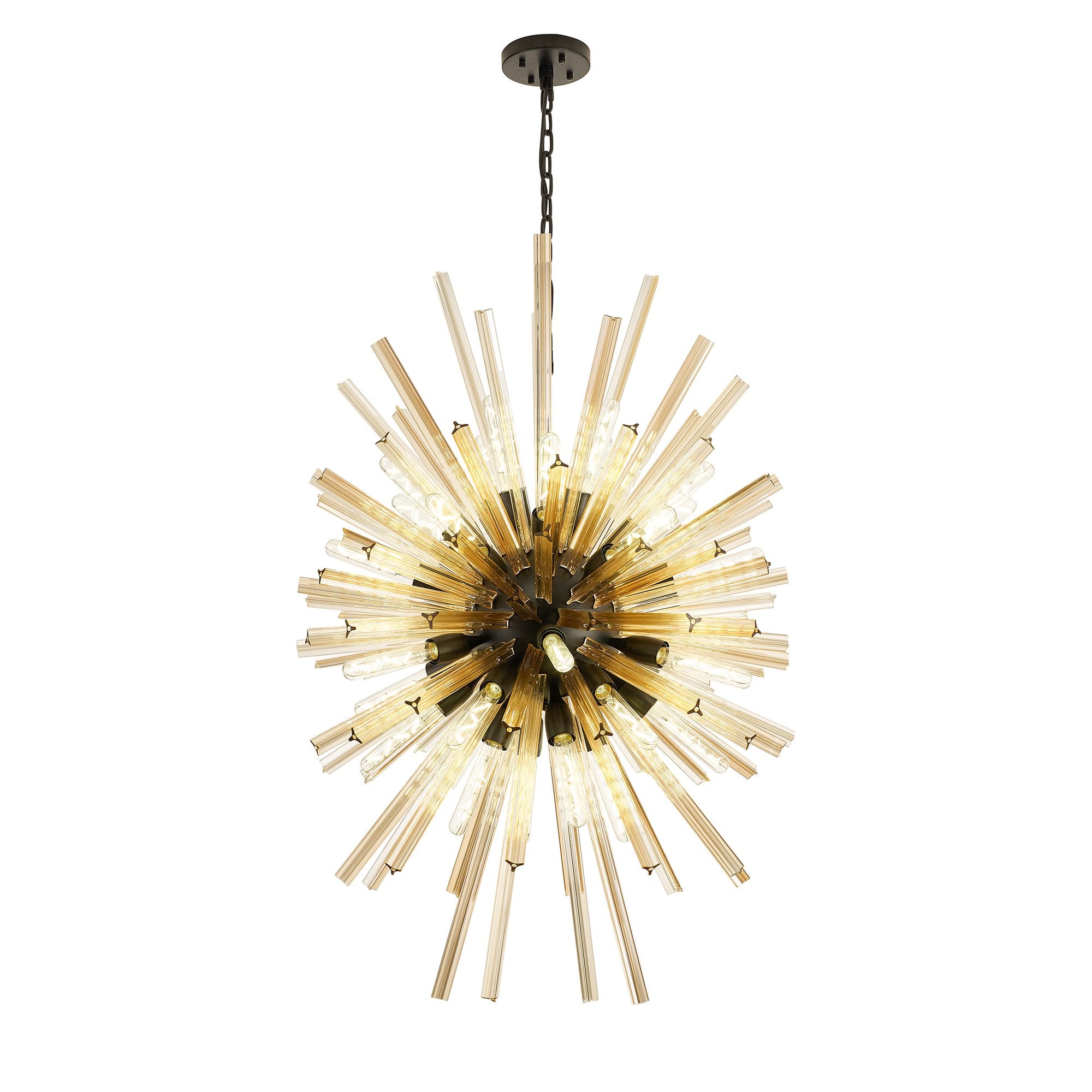 Fabula Wordworth 32 Light Vertical Oval Pendant - Matt Black & Champagne Glass