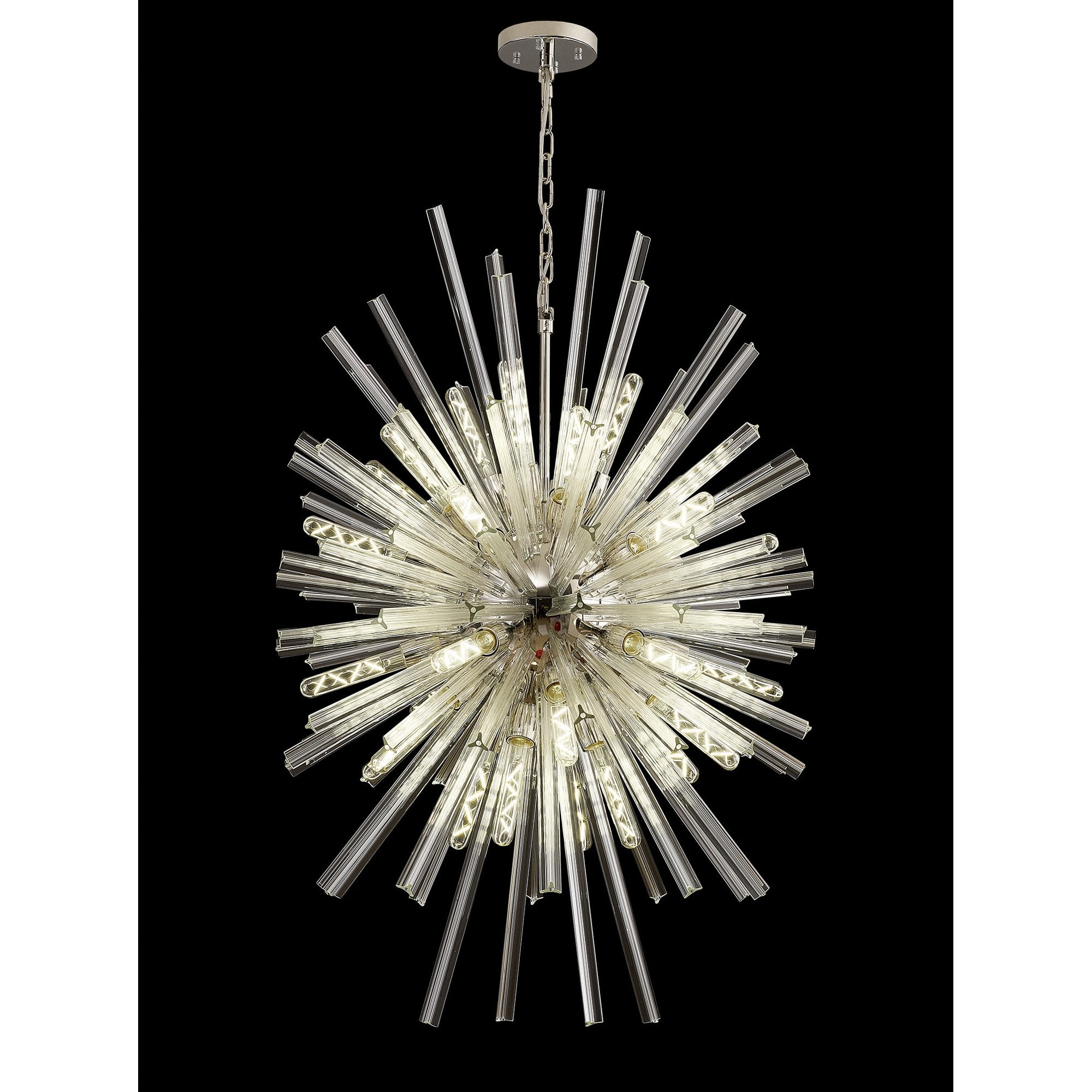 Fabula Wordworth 32 Light Vertical Oval Pendant - Polished Nickel & Clear Glass