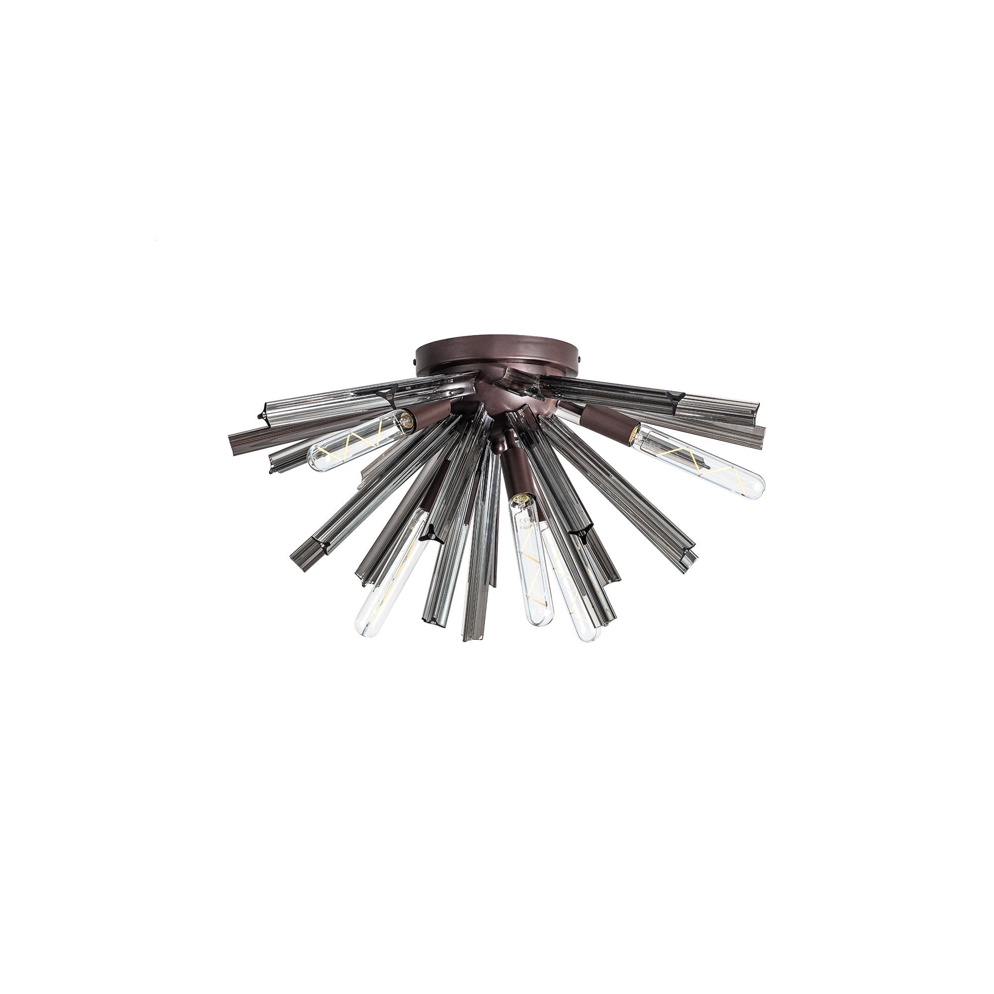 Fabula Wordworth 6 Light Semi-Flush Light - Brown Oxide & Smoke Glass