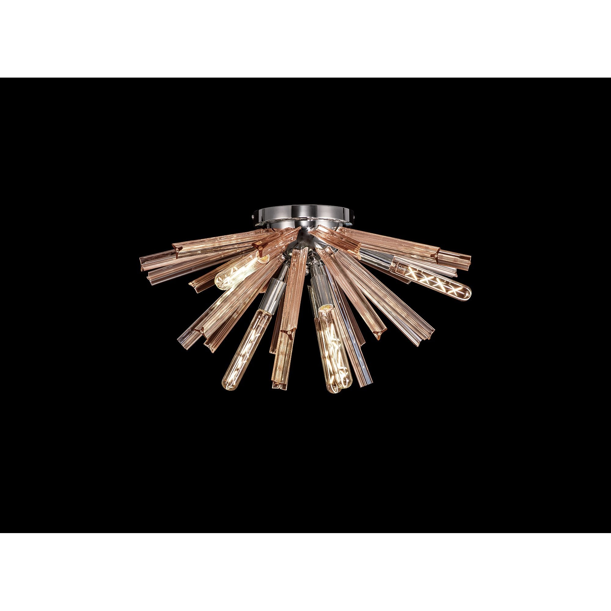 Fabula Wordworth 6 Light Semi-Flush Light - Polished Nickel & Champagne Gold Glass