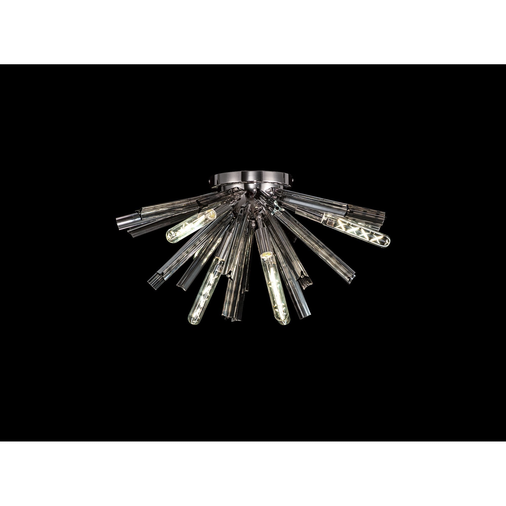 Fabula Wordworth 6 Light Semi-Flush Light - Polished Nickel & Smoke Glass