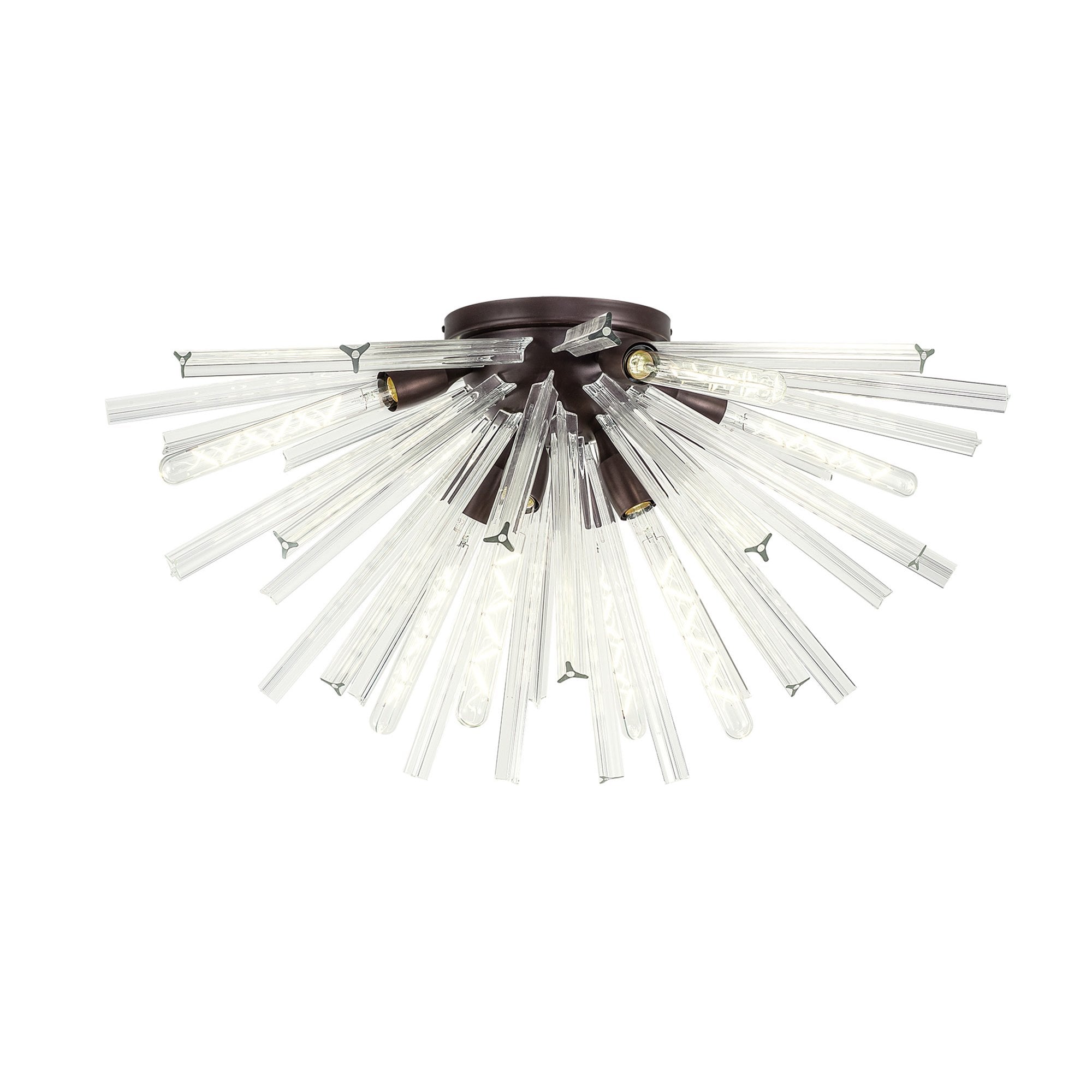 Fabula Wordworth 8 Light Semi-Flush Light - Brown Oxide & Clear Glass
