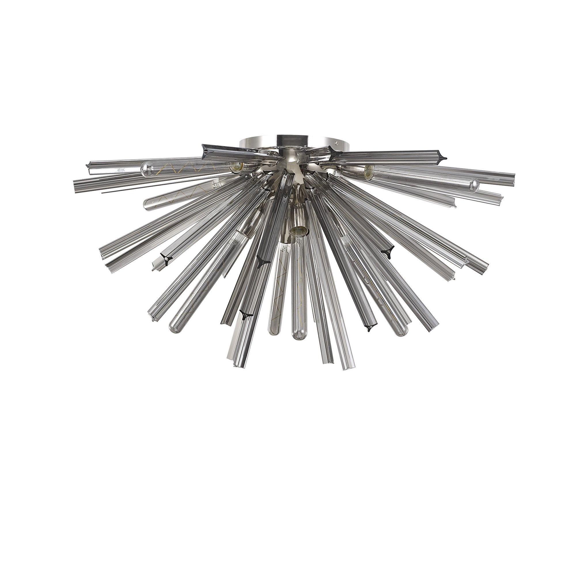 Fabula Wordworth 8 Light Semi-Flush Light - Polished Nickel & Smoke Glass