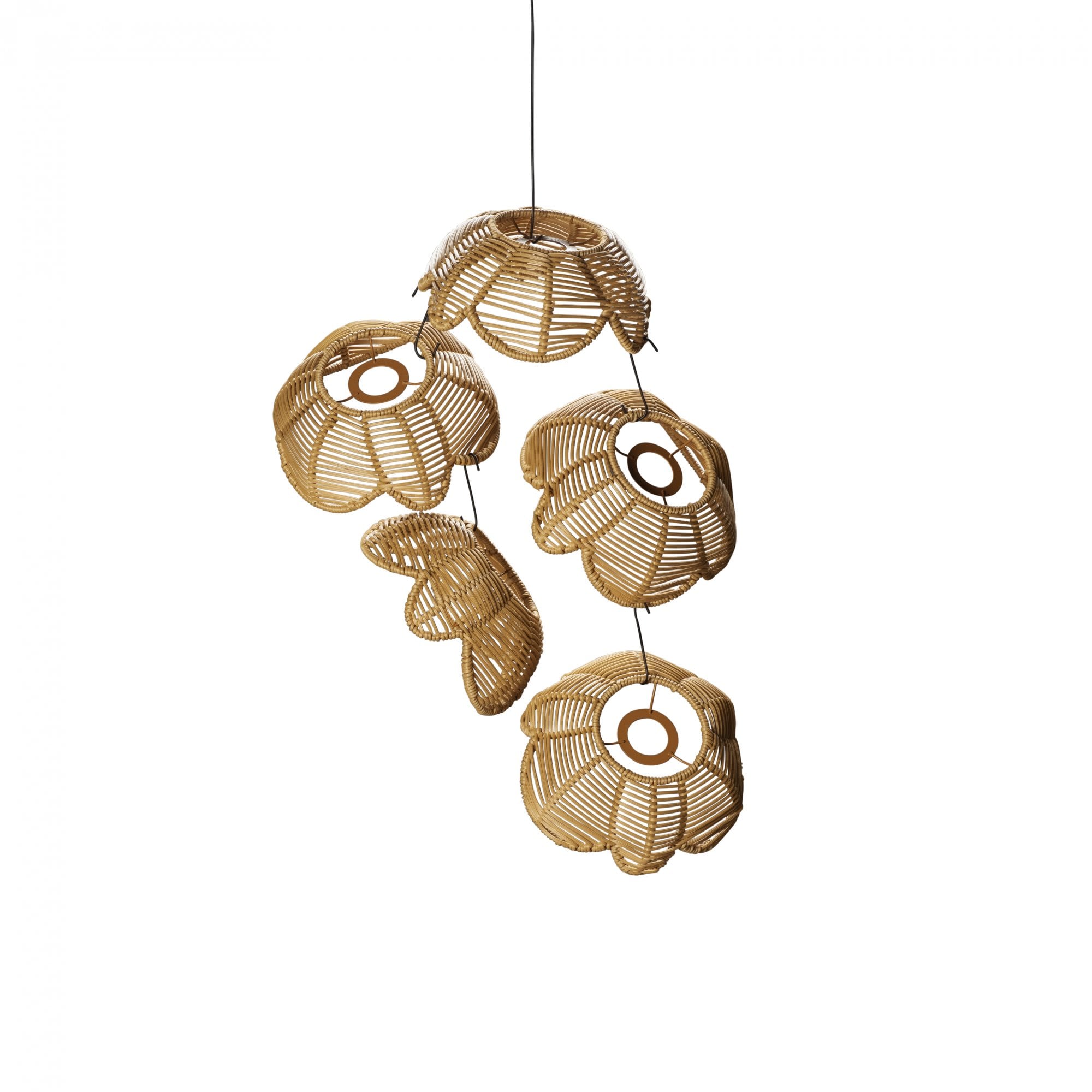 Konstsmide Small Flower Festoon Lamp Shades - 5 Pcs - Natural Rattan - Shade Only