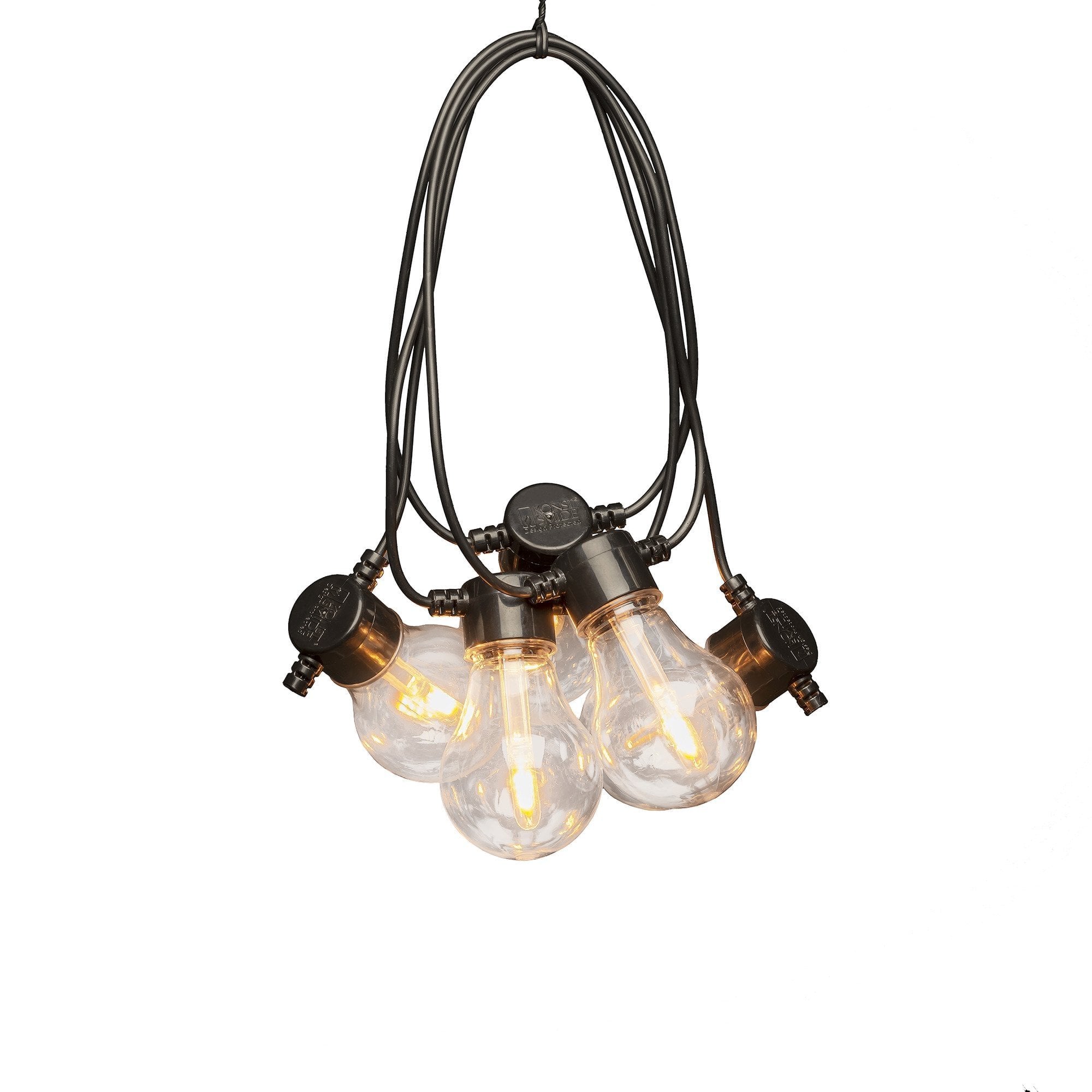 Konstsmide Festoon 4.5m Light Set - 10 LED Bulbs - 1800K - Short Drop - Round Cable