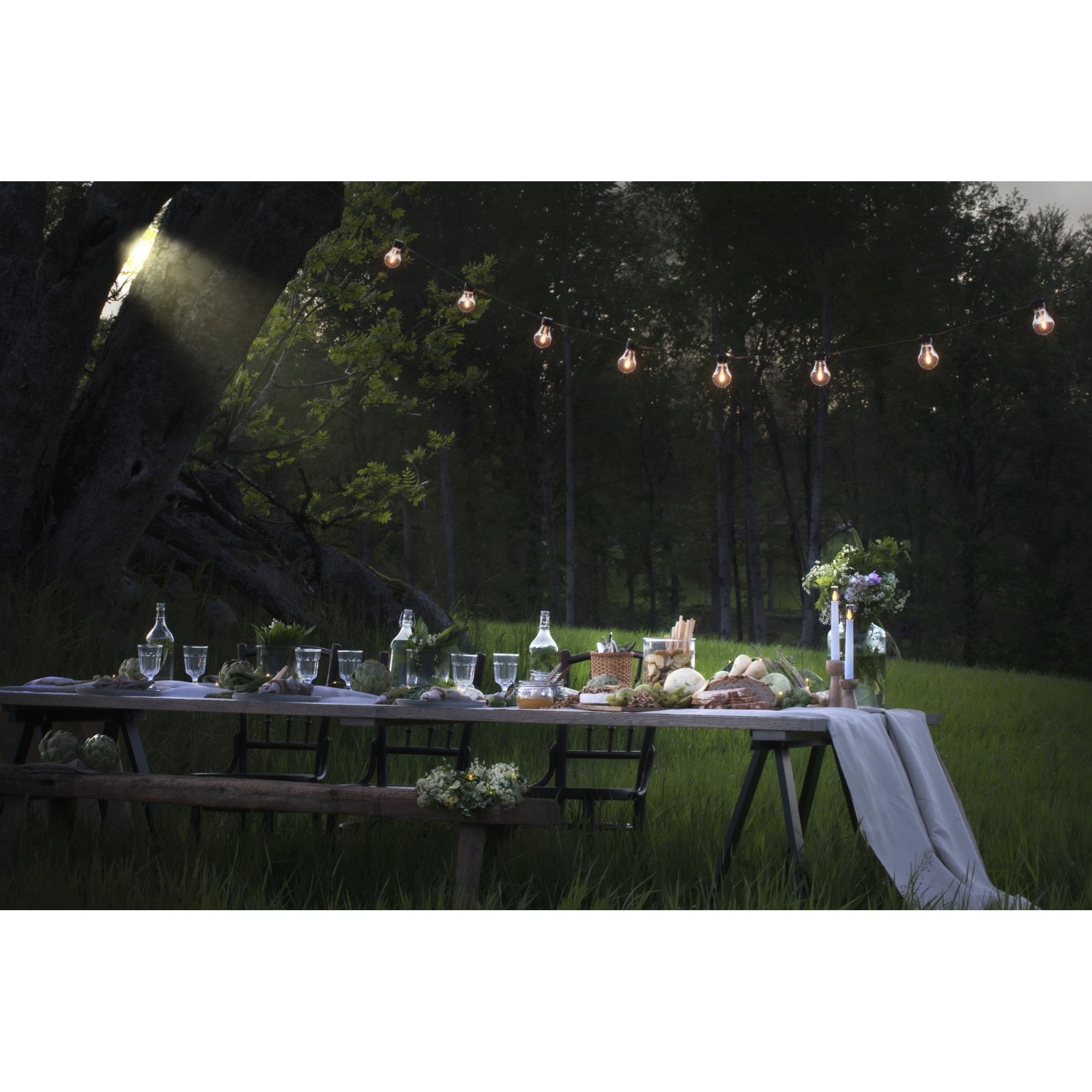 Konstsmide Festoon 4.5m Light Set - 10 LED Bulbs - 1800K - Short Drop - Round Cable