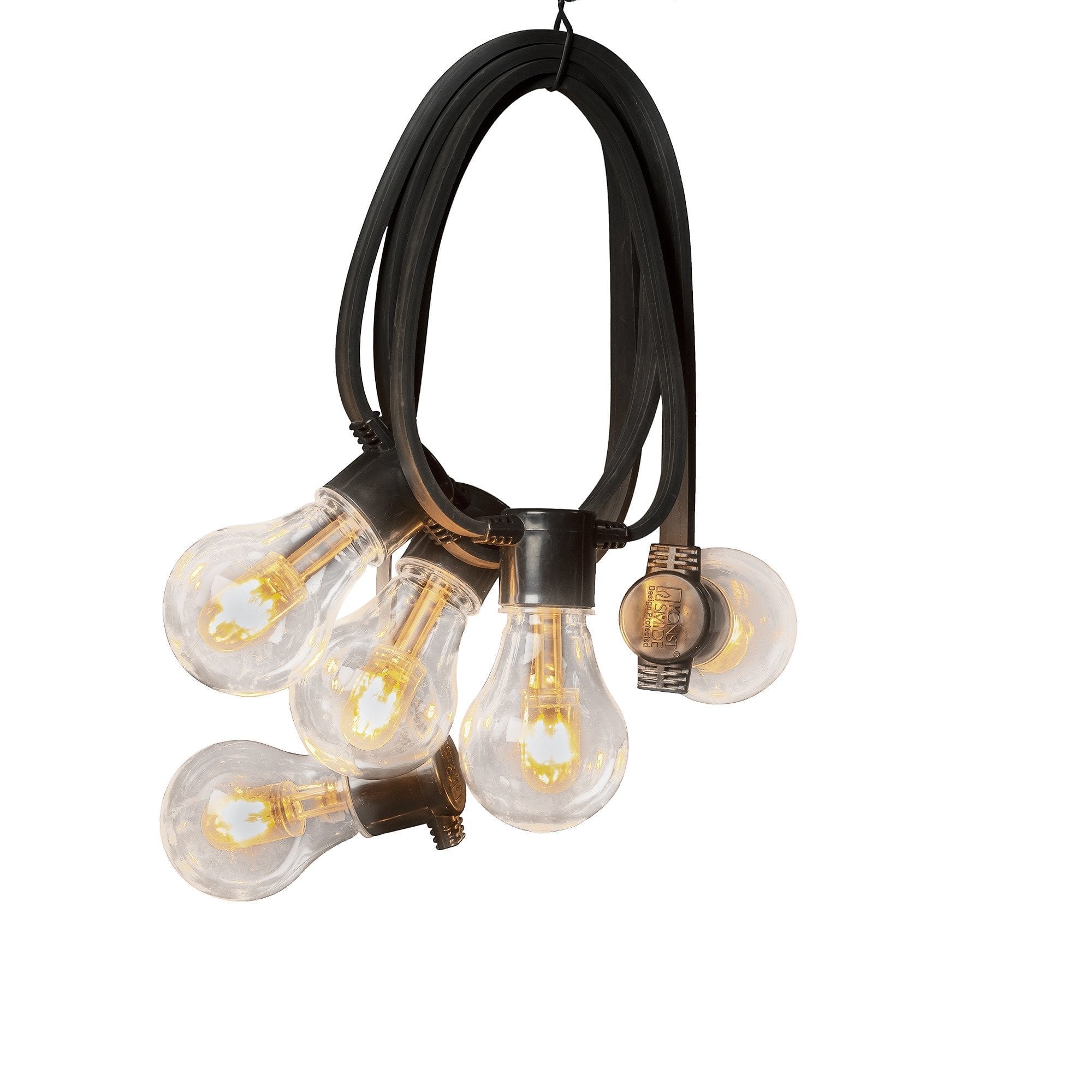 Konstsmide Festoon 4.5m Light Set - 10 LED Bulbs - 1800K - Short Drop - Thick Cable