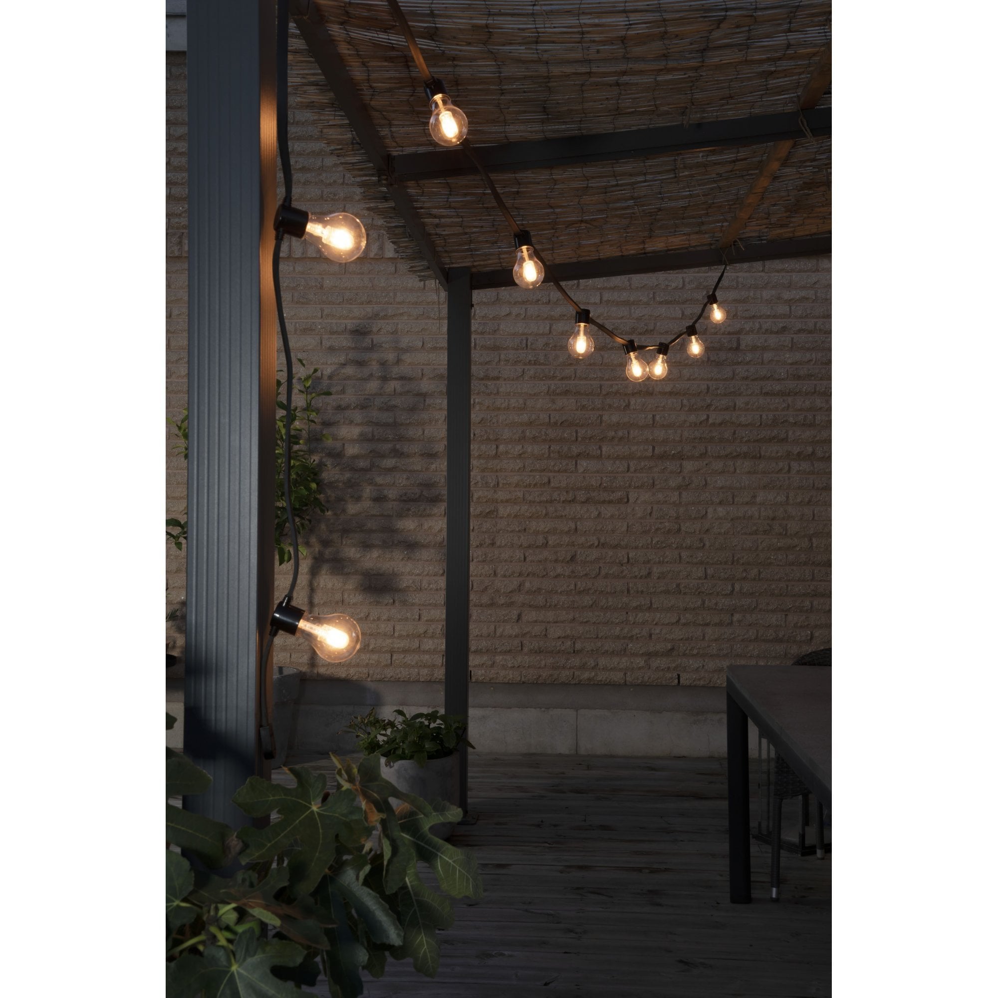 Konstsmide Festoon 4.5m Light Set - 10 LED Bulbs - 1800K - Short Drop - Thick Cable