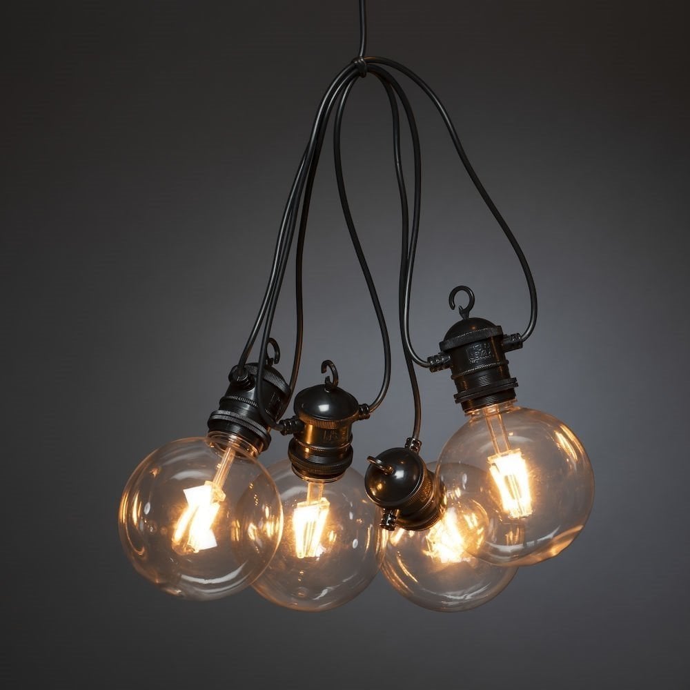 Konstsmide Festoon 9.15m Light Set - 10 Round LED Bulbs - 1800K