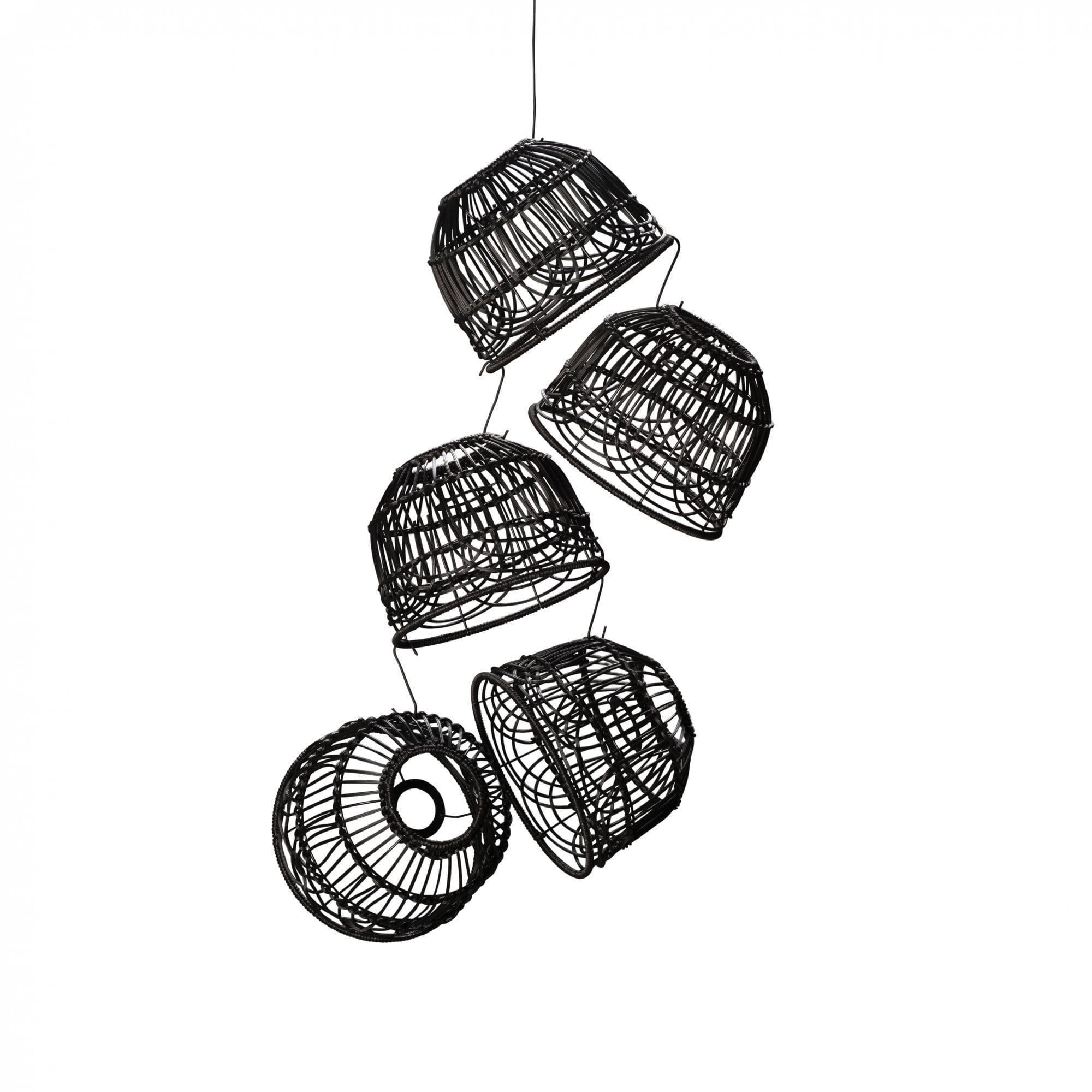 Konstsmide Large Domed Festoon Lamp Shades - 5 Pcs - Black Rattan - Shade Only