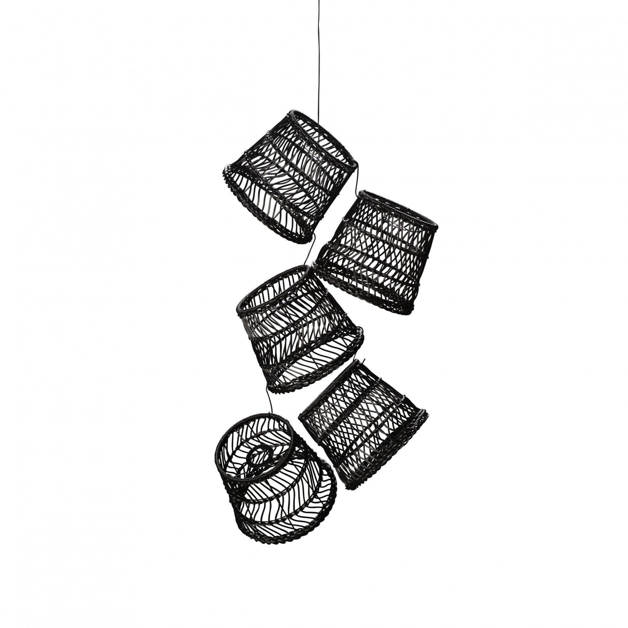 Konstsmide Large Tapered Festoon Lamp Shades - 5 Pcs - Black Rattan - Shade Only