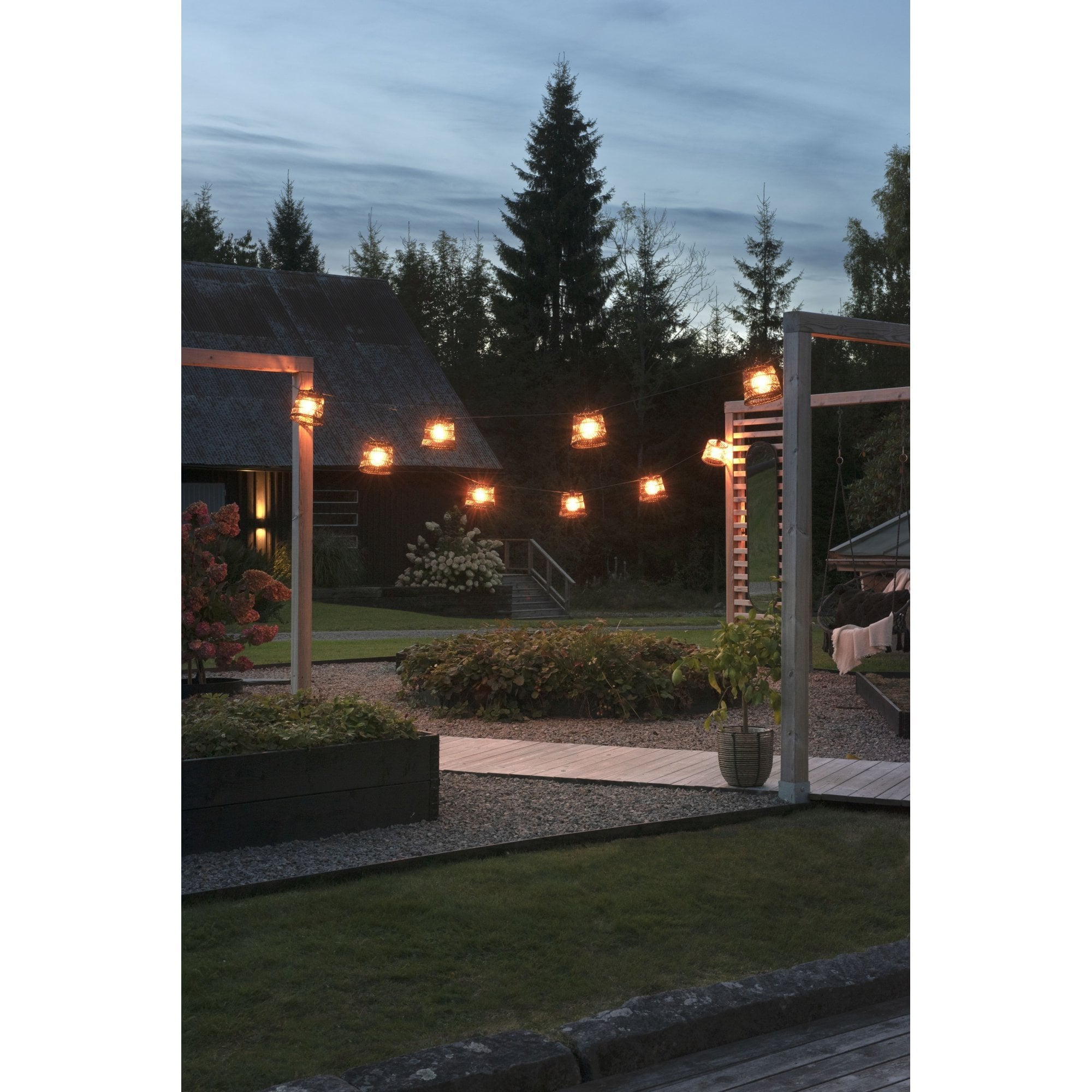 Konstsmide Large Tapered Festoon Lamp Shades - 5 Pcs - Black Rattan - Shade Only