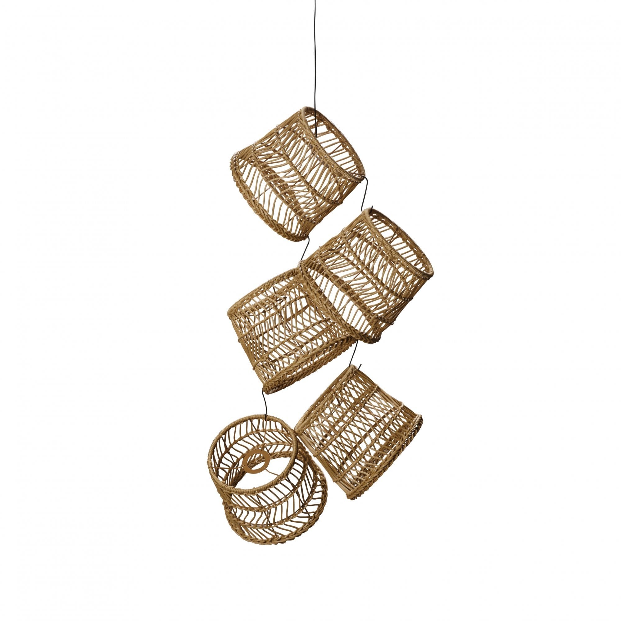 Konstsmide Large Tapered Festoon Lamp Shades - 5 Pcs - Natural Rattan - Shade Only