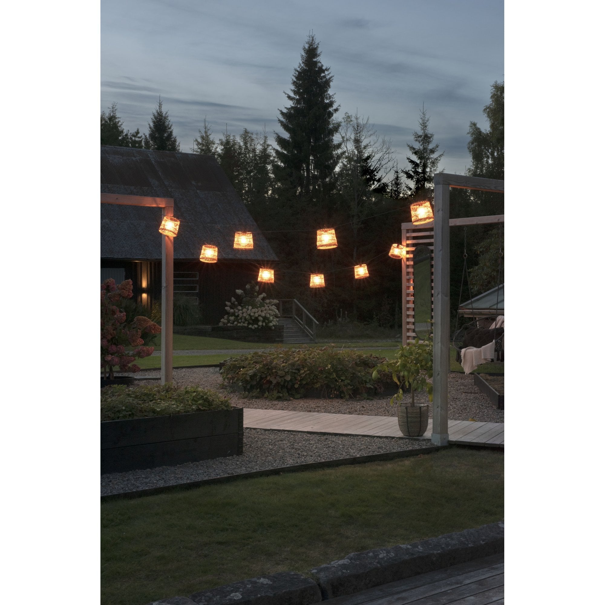 Konstsmide Large Tapered Festoon Lamp Shades - 5 Pcs - Natural Rattan - Shade Only