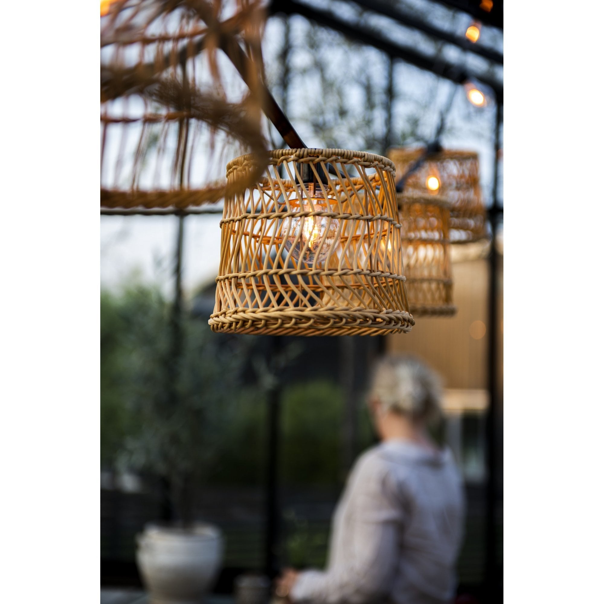 Konstsmide Large Tapered Festoon Lamp Shades - 5 Pcs - Natural Rattan - Shade Only