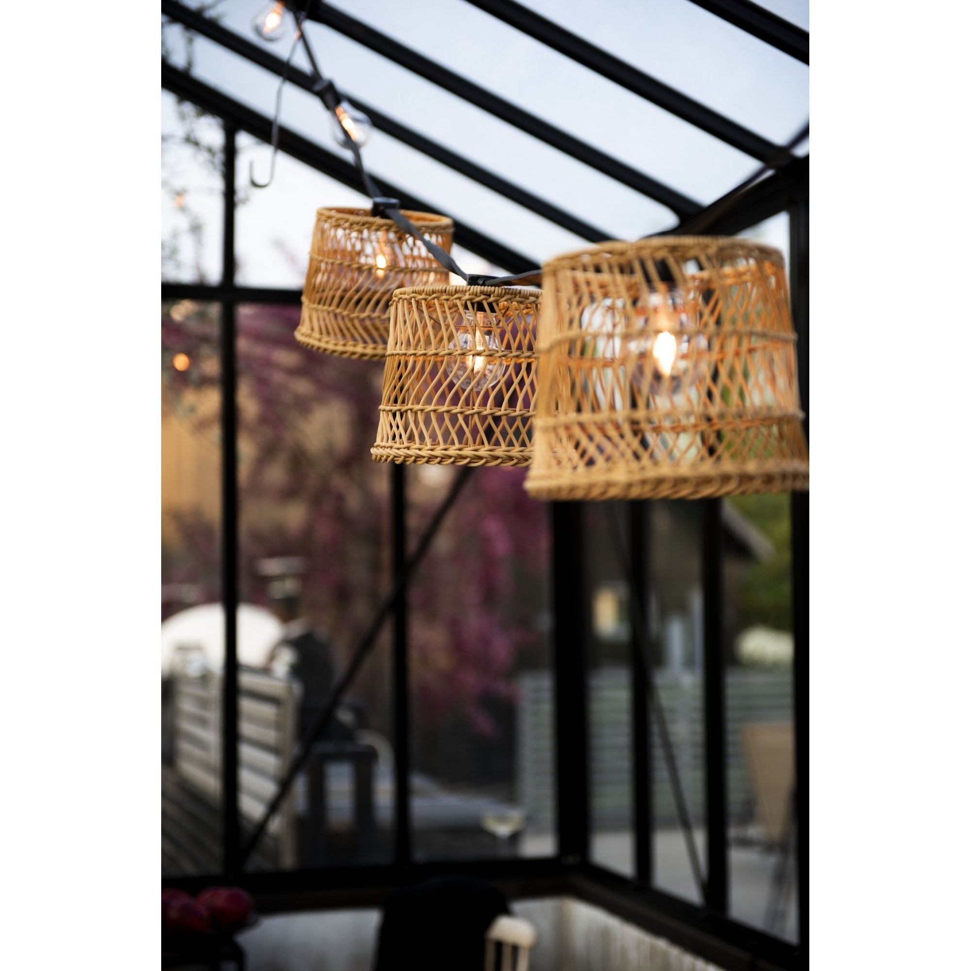 Konstsmide Large Tapered Festoon Lamp Shades - 5 Pcs - Natural Rattan - Shade Only
