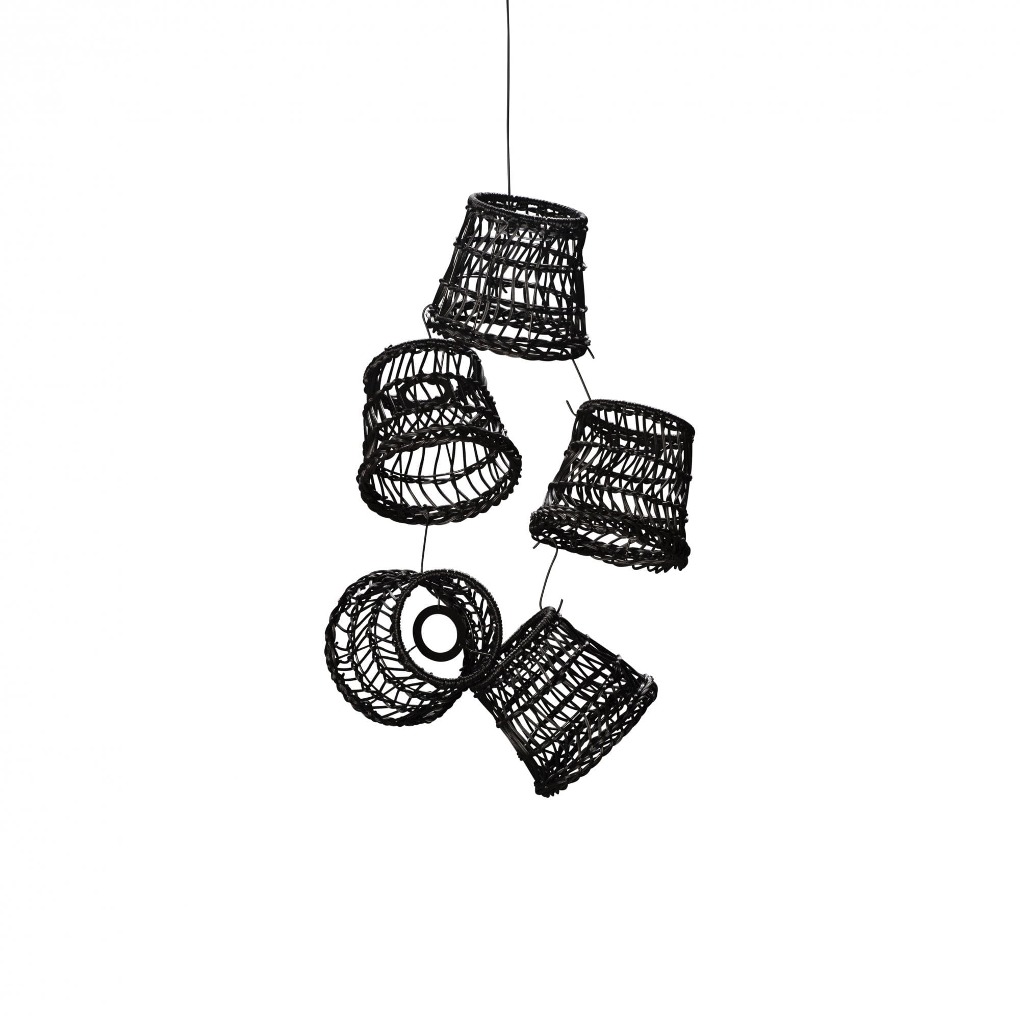 Konstsmide Small Tapered Festoon Lamp Shades - 5 Pcs - Black Rattan - Shade Only