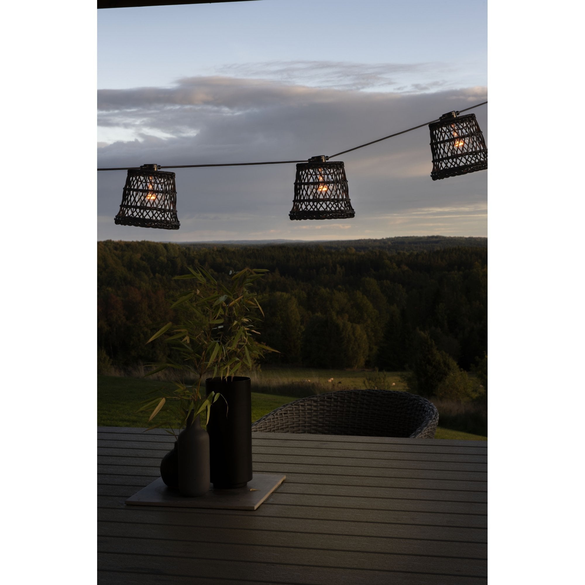 Konstsmide Small Tapered Festoon Lamp Shades - 5 Pcs - Black Rattan - Shade Only