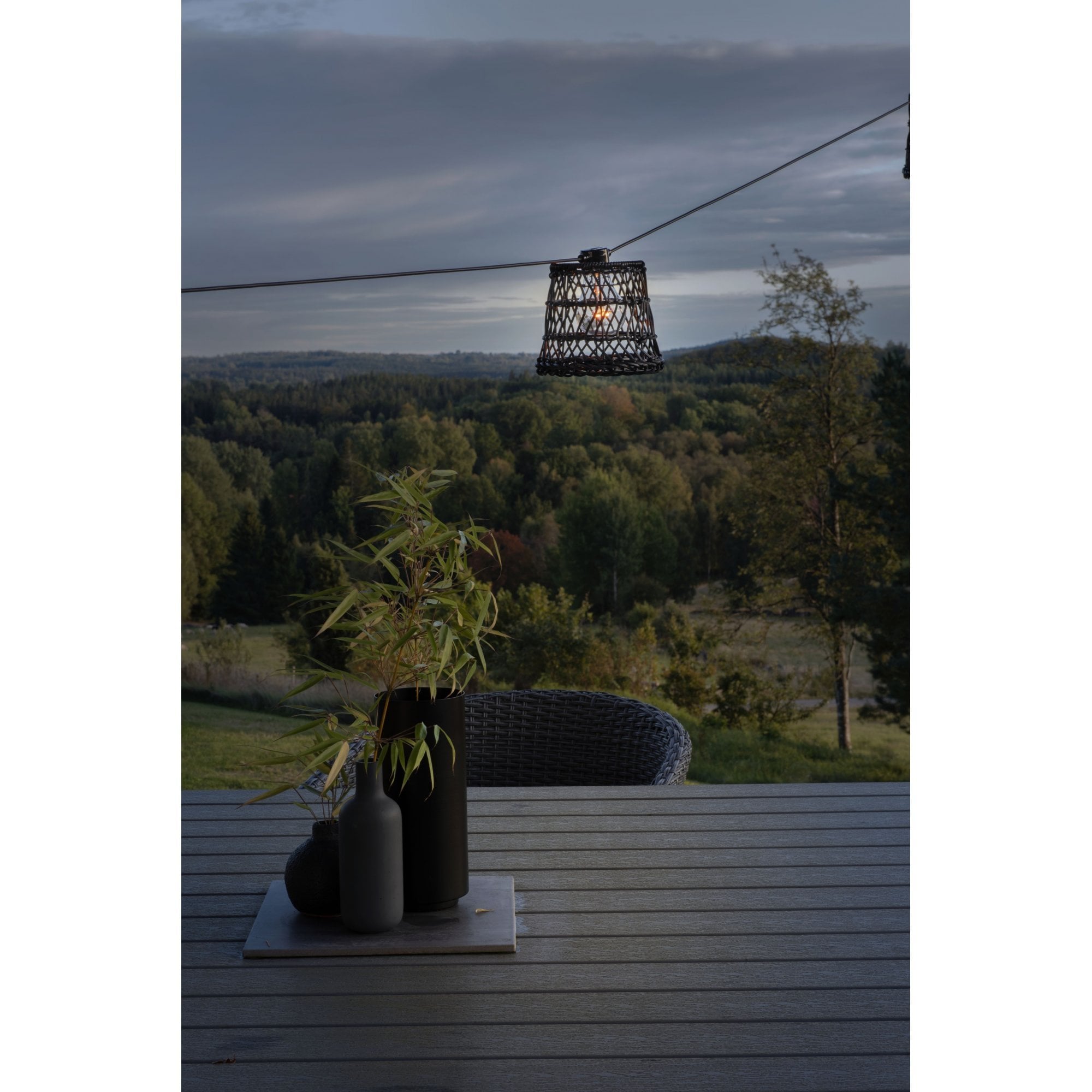 Konstsmide Small Tapered Festoon Lamp Shades - 5 Pcs - Black Rattan - Shade Only