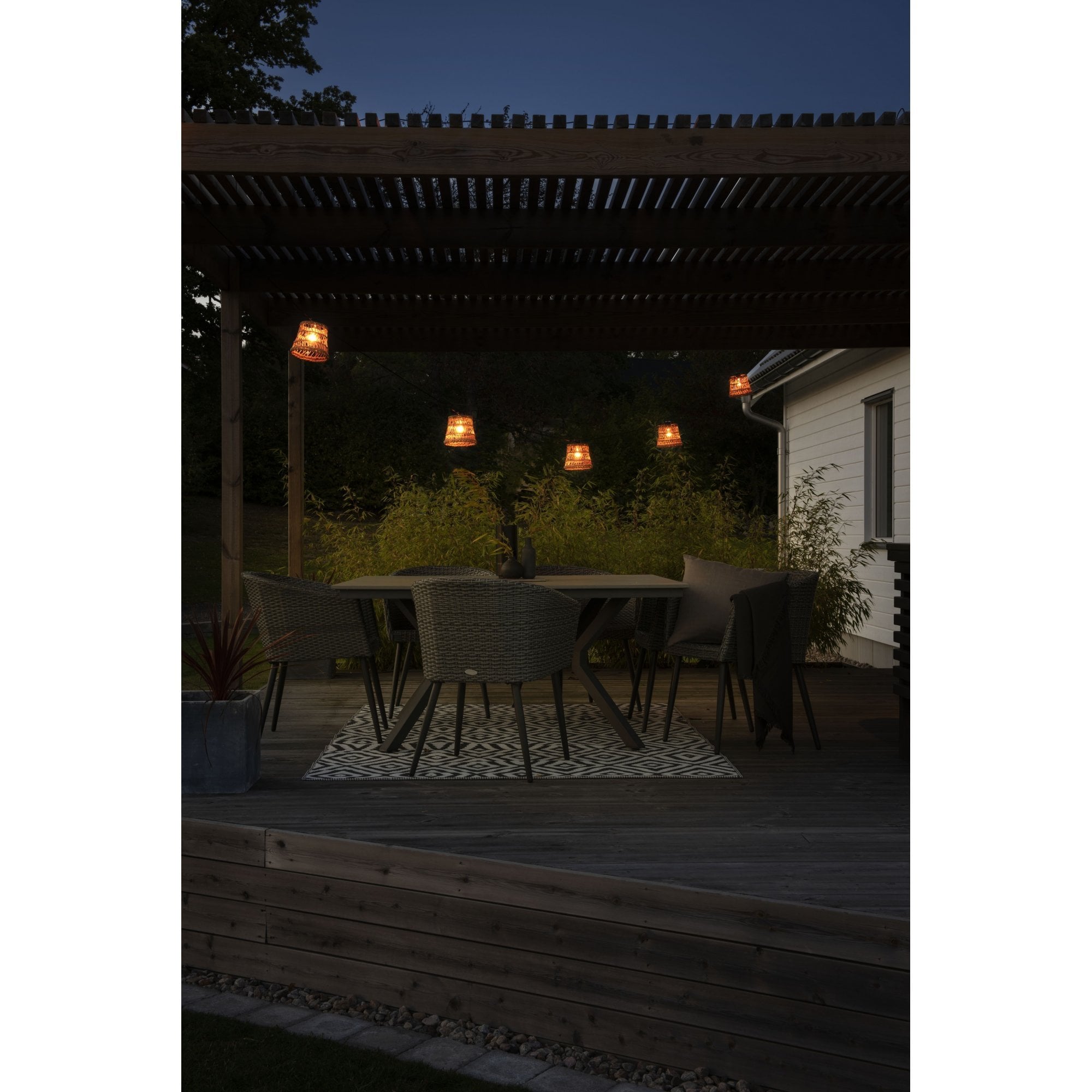 Konstsmide Small Tapered Festoon Lamp Shades - 5 Pcs - Natural Rattan - Shade Only