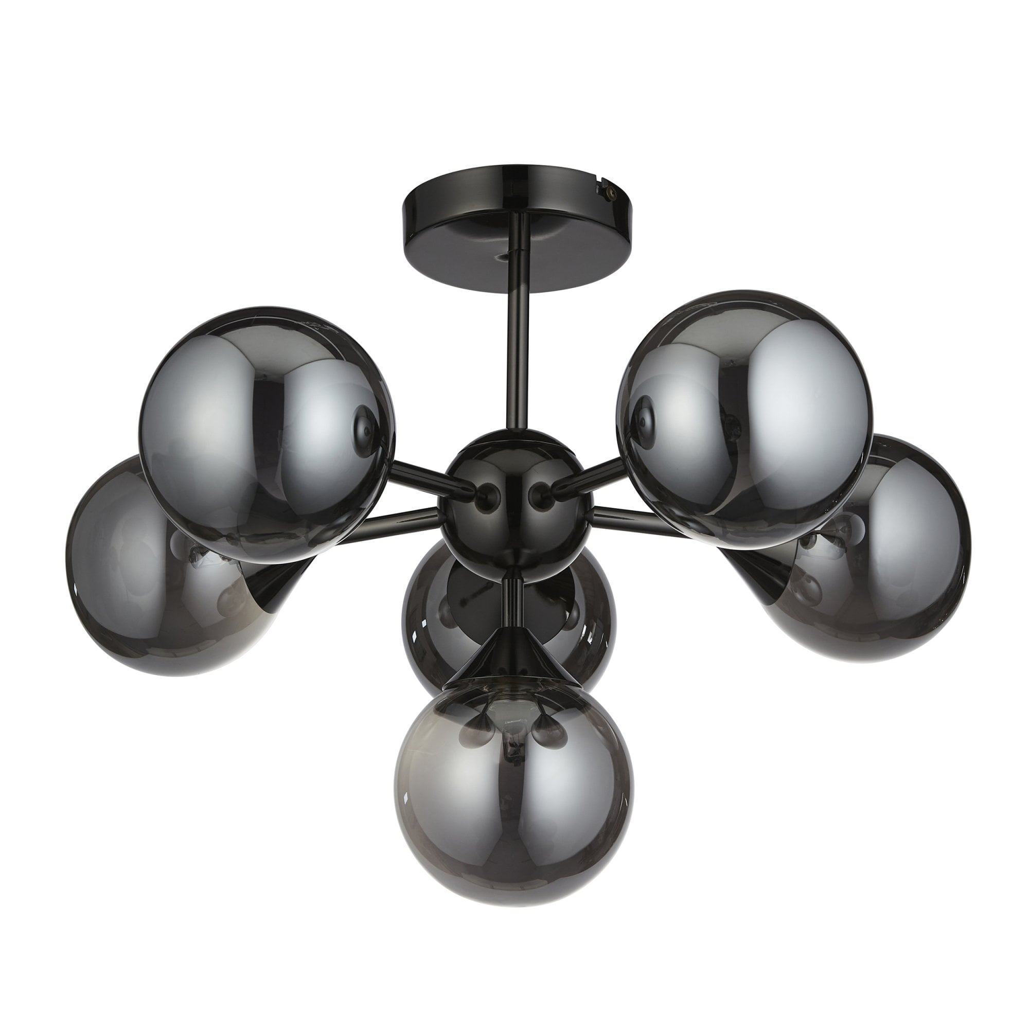 Endon Oscar 6 Light Semi-Flush Fitting - Black Chrome Plate & Smoked Mirror Glass