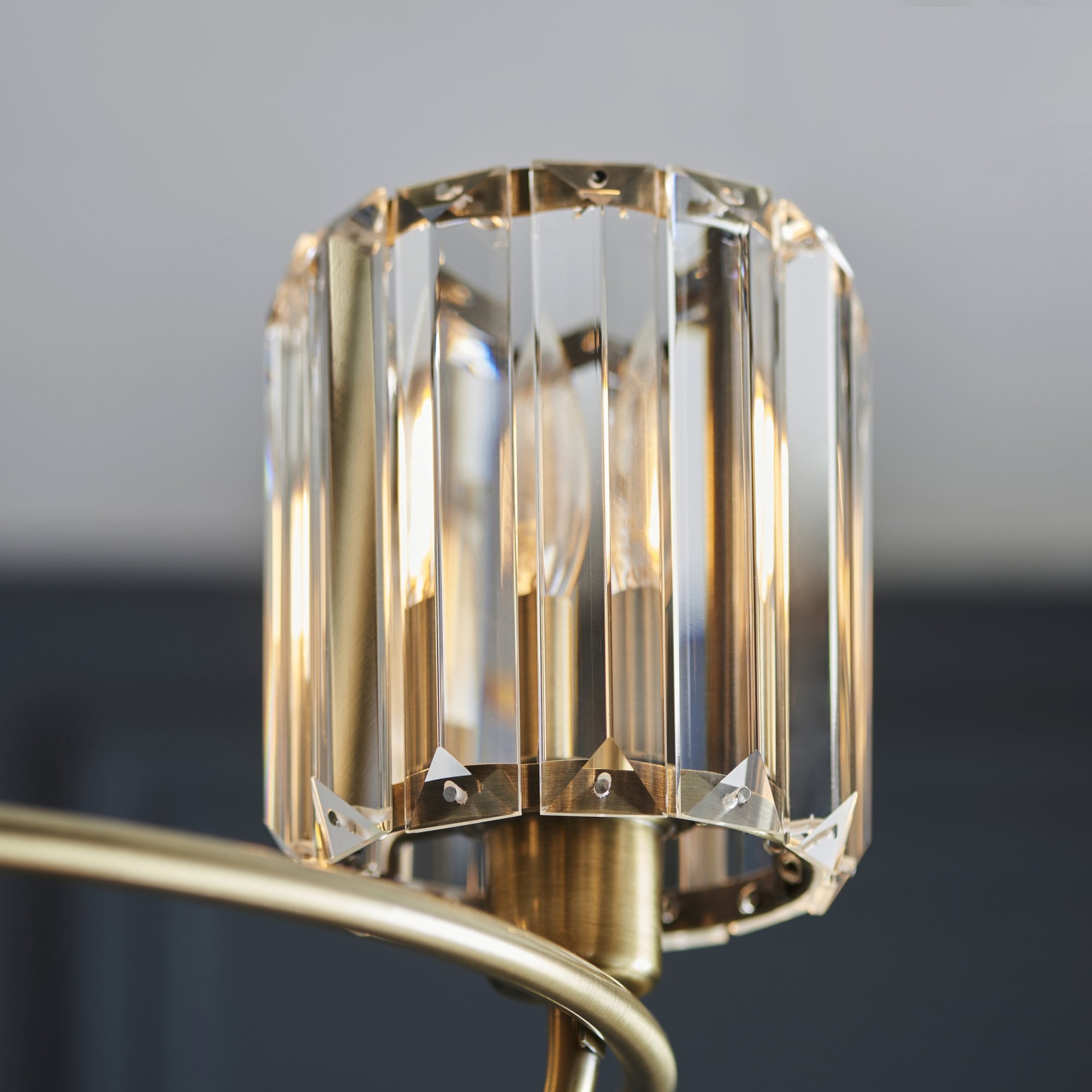 Endon Berenice 3 Light Semi-Flush Fitting - Antique Brass Plate & Clear Glass