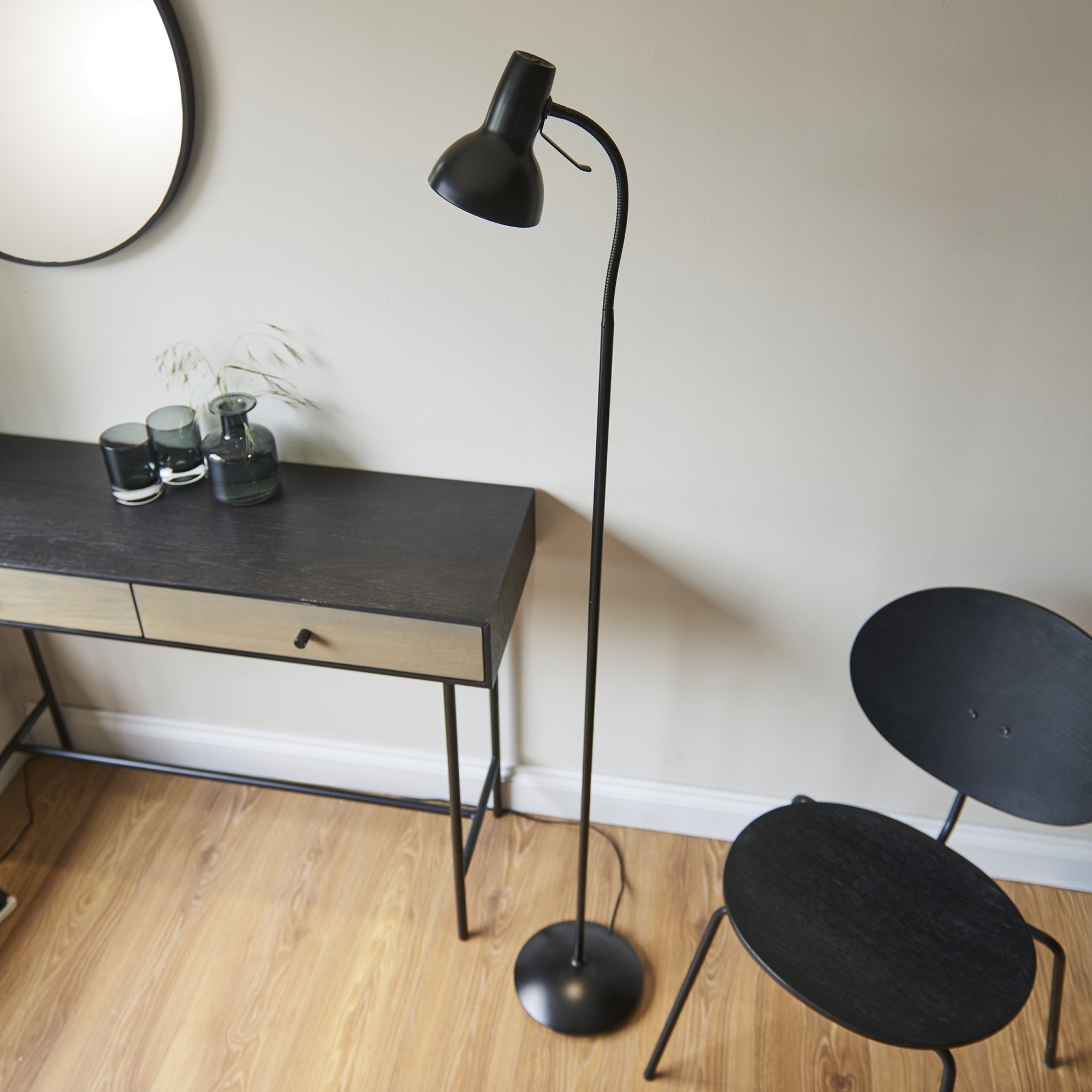 Endon Amalfi Single Floor Light - Matt Black Paint