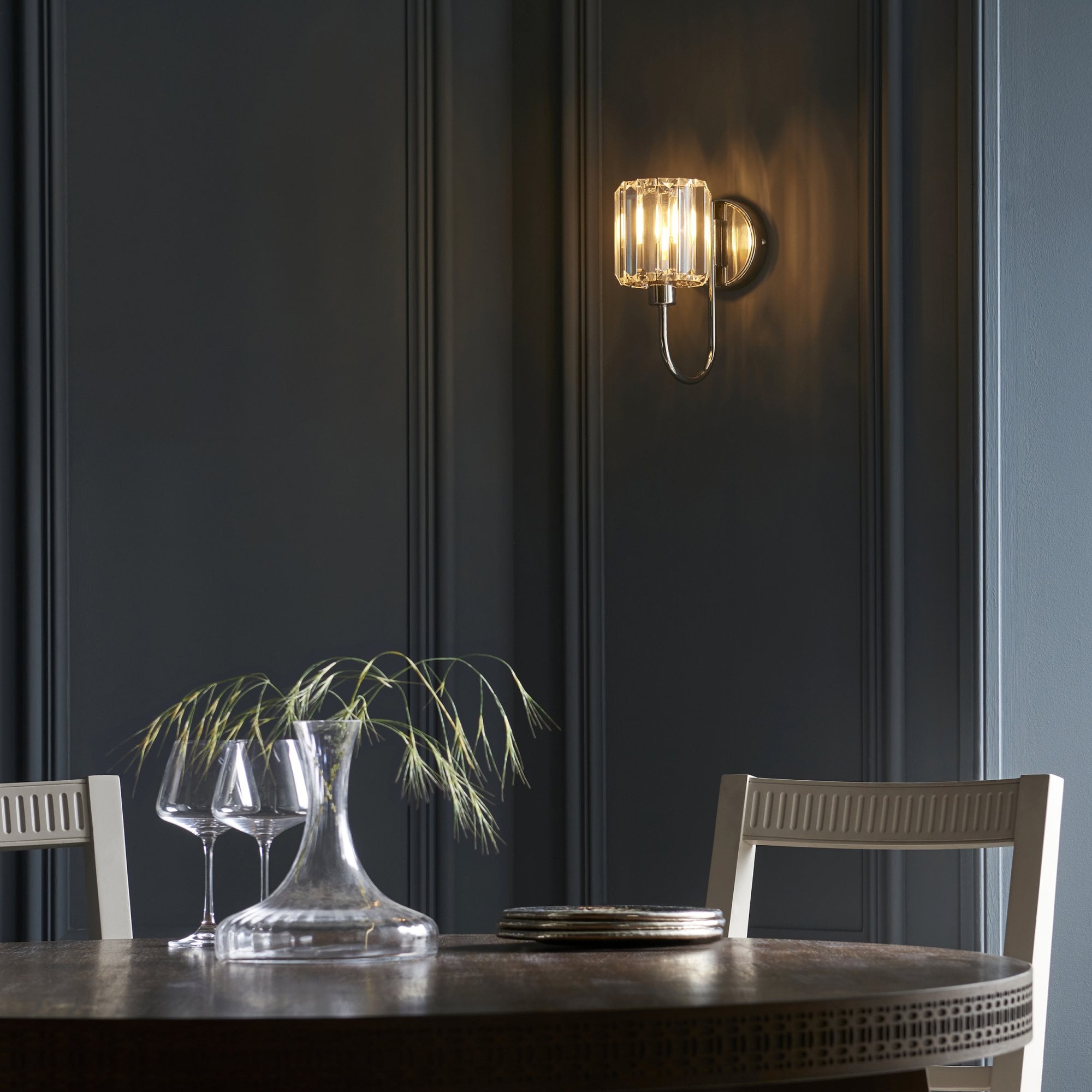 Endon Berenice Single Wall Light - Bright Nickel Plate & Clear Glass