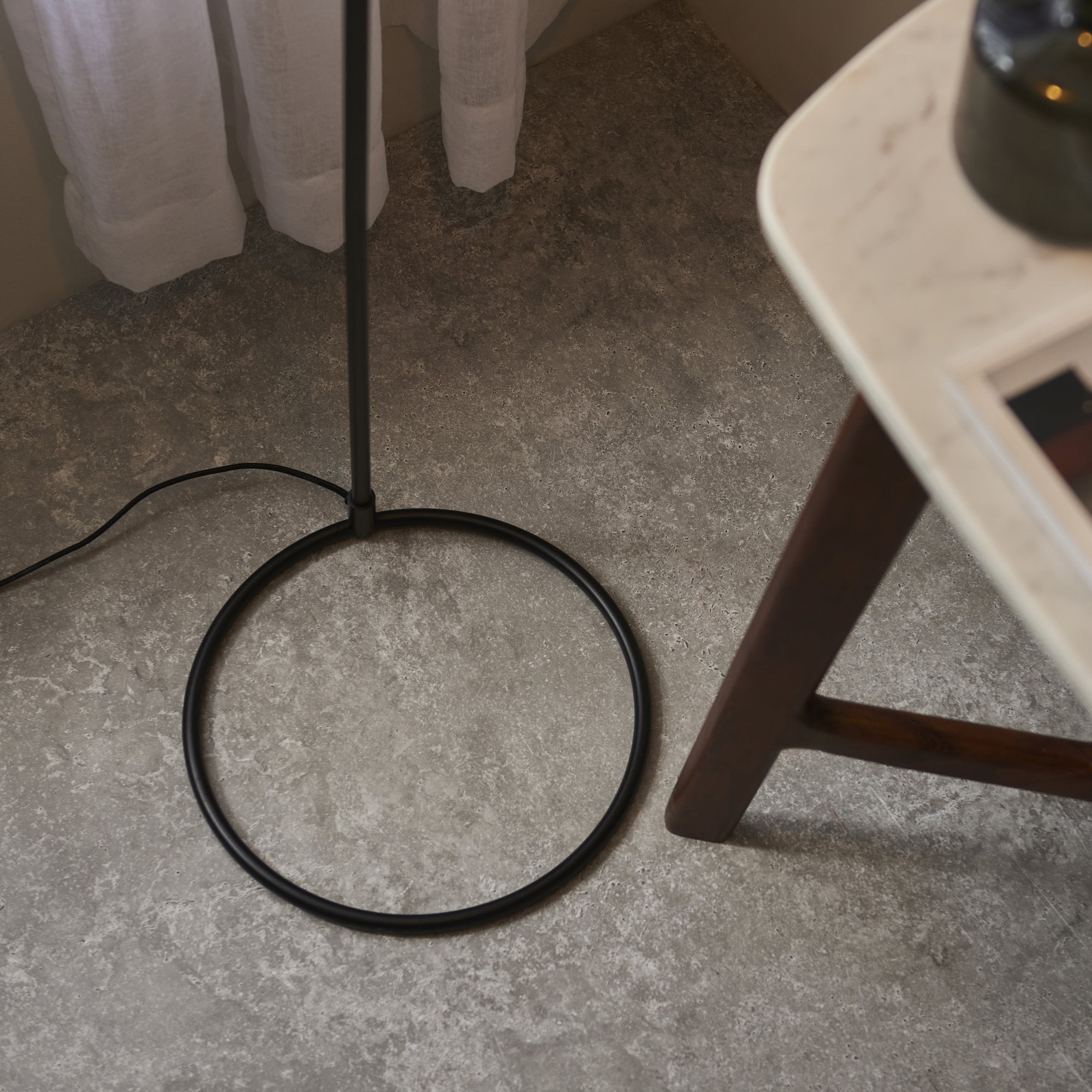 Endon Brair New Single Floor Light - Matt Black & Antique Brass Paint
