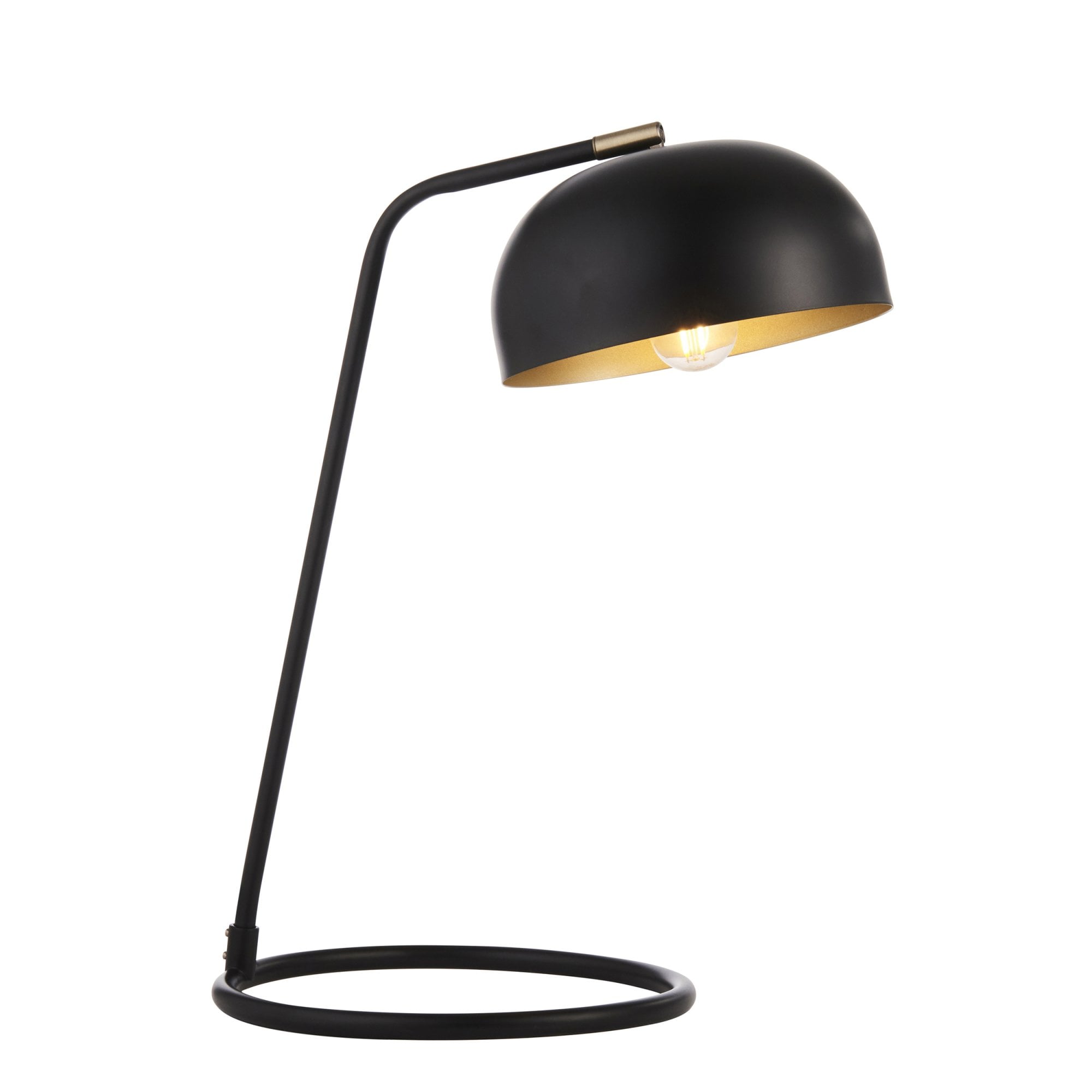 Endon Brair New Single Table Light - Matt Black & Antique Brass Paint