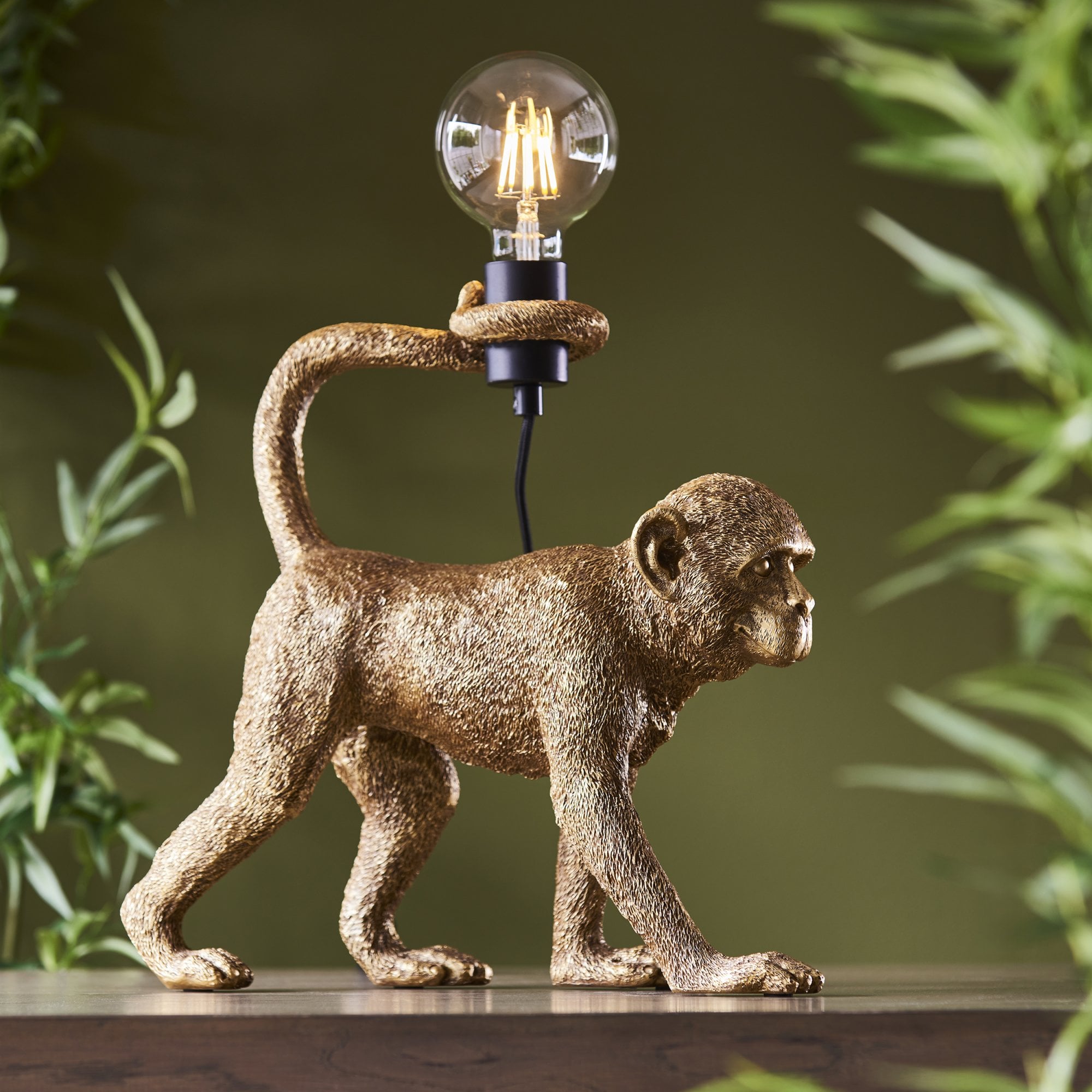 Endon Capuchin Single Table Light - Vintage Gold Paint & Matt Black