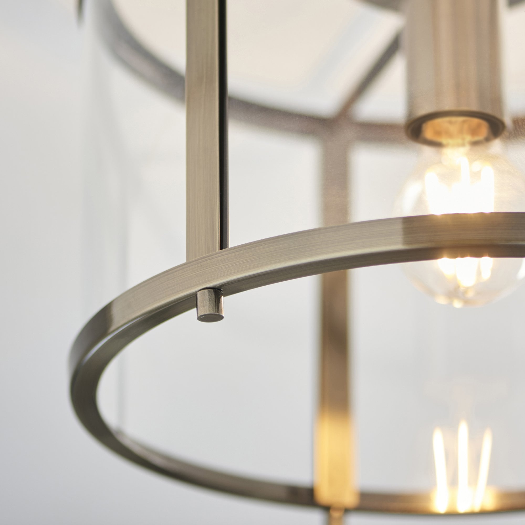 Endon Hopton Single Flush Fitting - Antique Brass Plate & Clear Glass