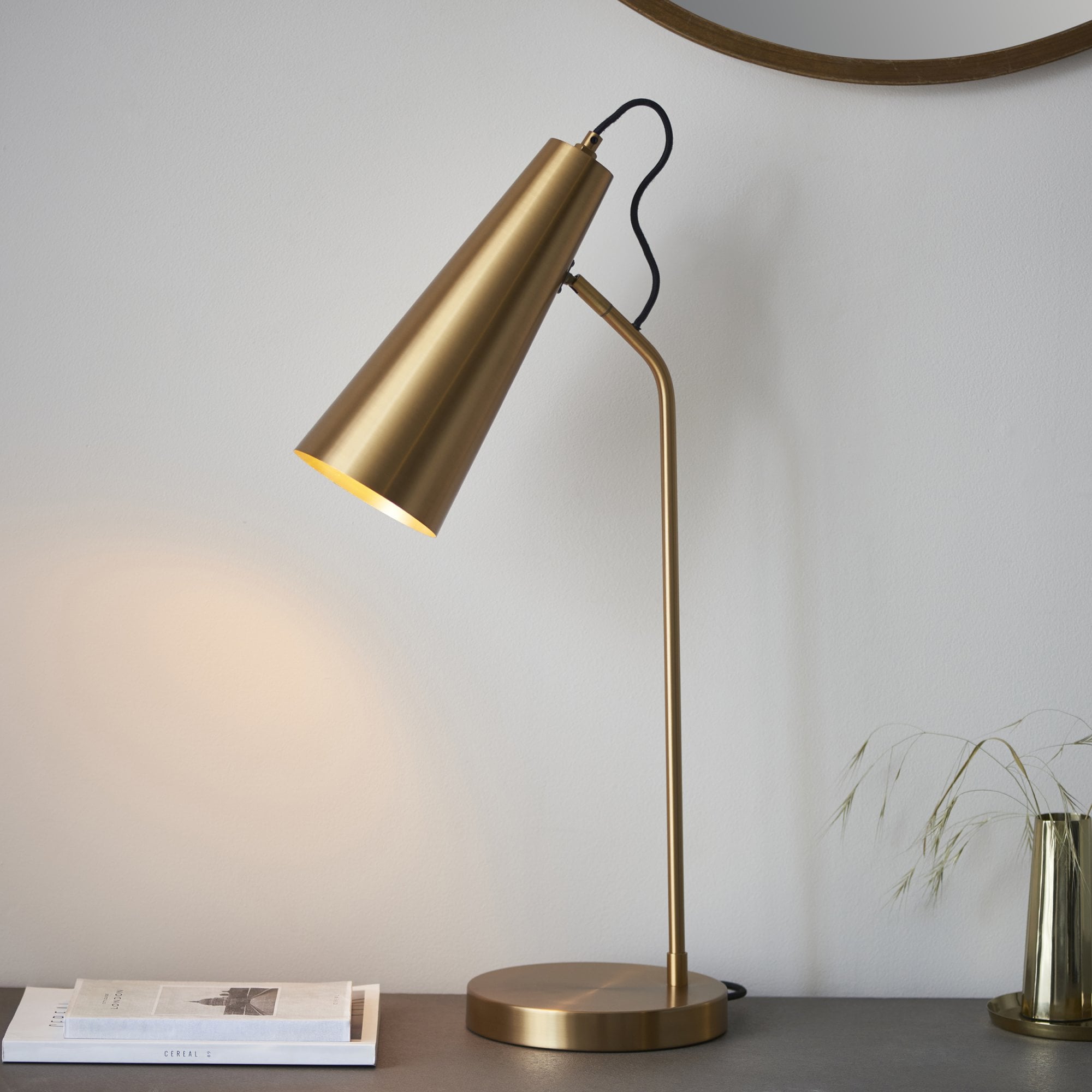Endon Karna New Single Table Light - Warm Antique Brass Plate