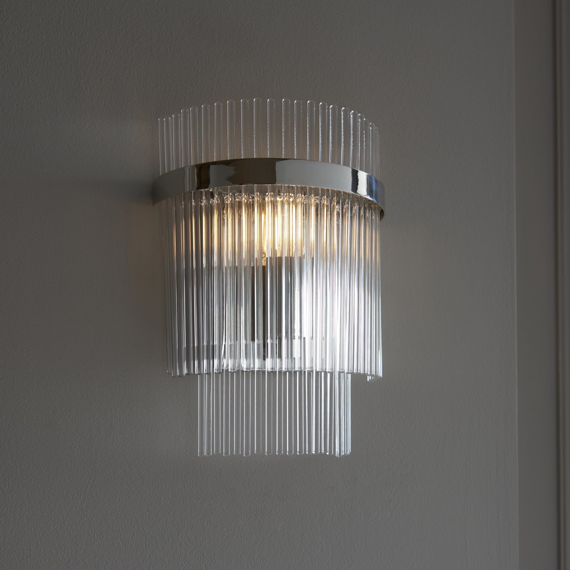 Endon Marietta Single Wall Light - Bright Nickel Plate & Clear Glass