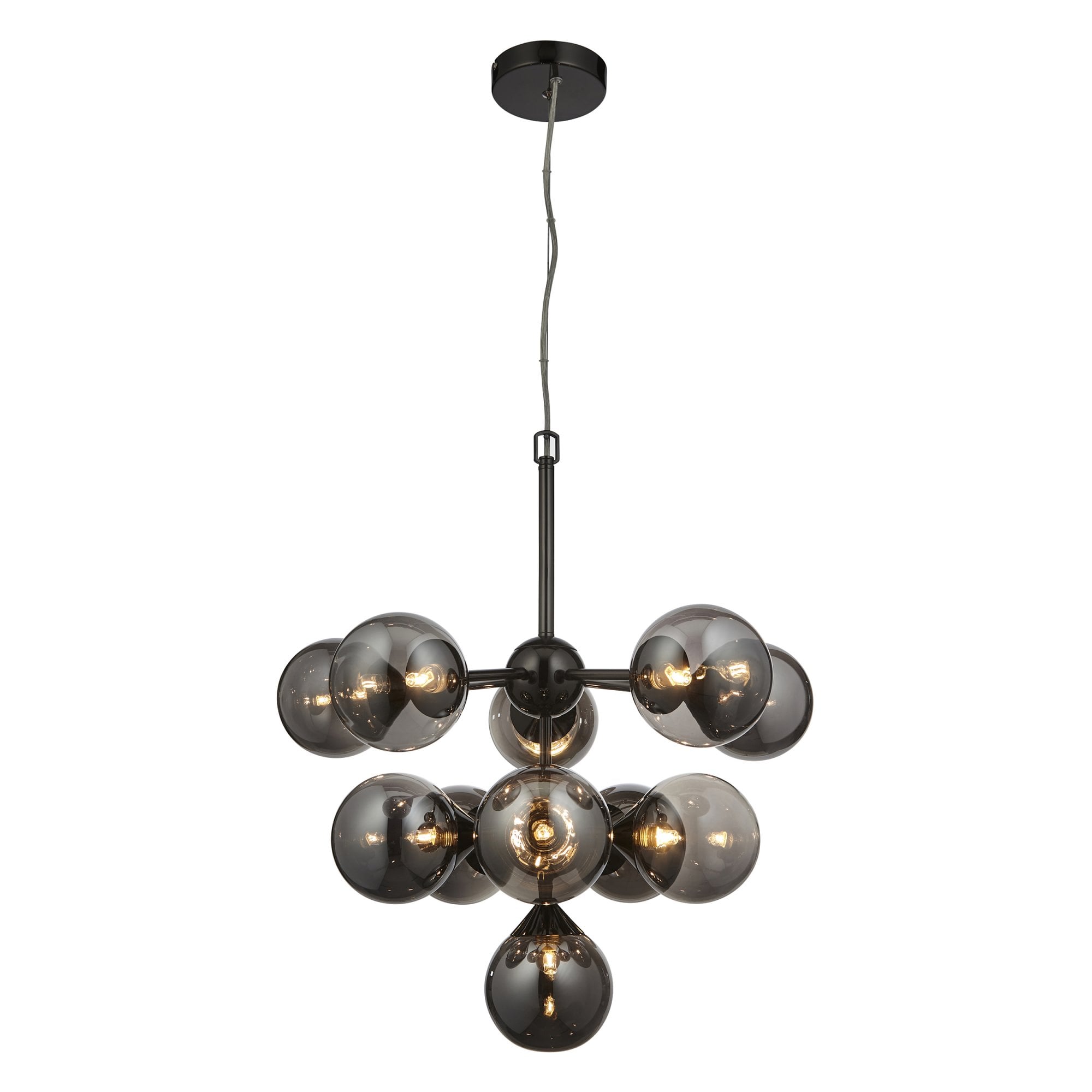 Endon Oscar 11 Light Pendant - Black Chrome Plate & Smoked Mirror Glass