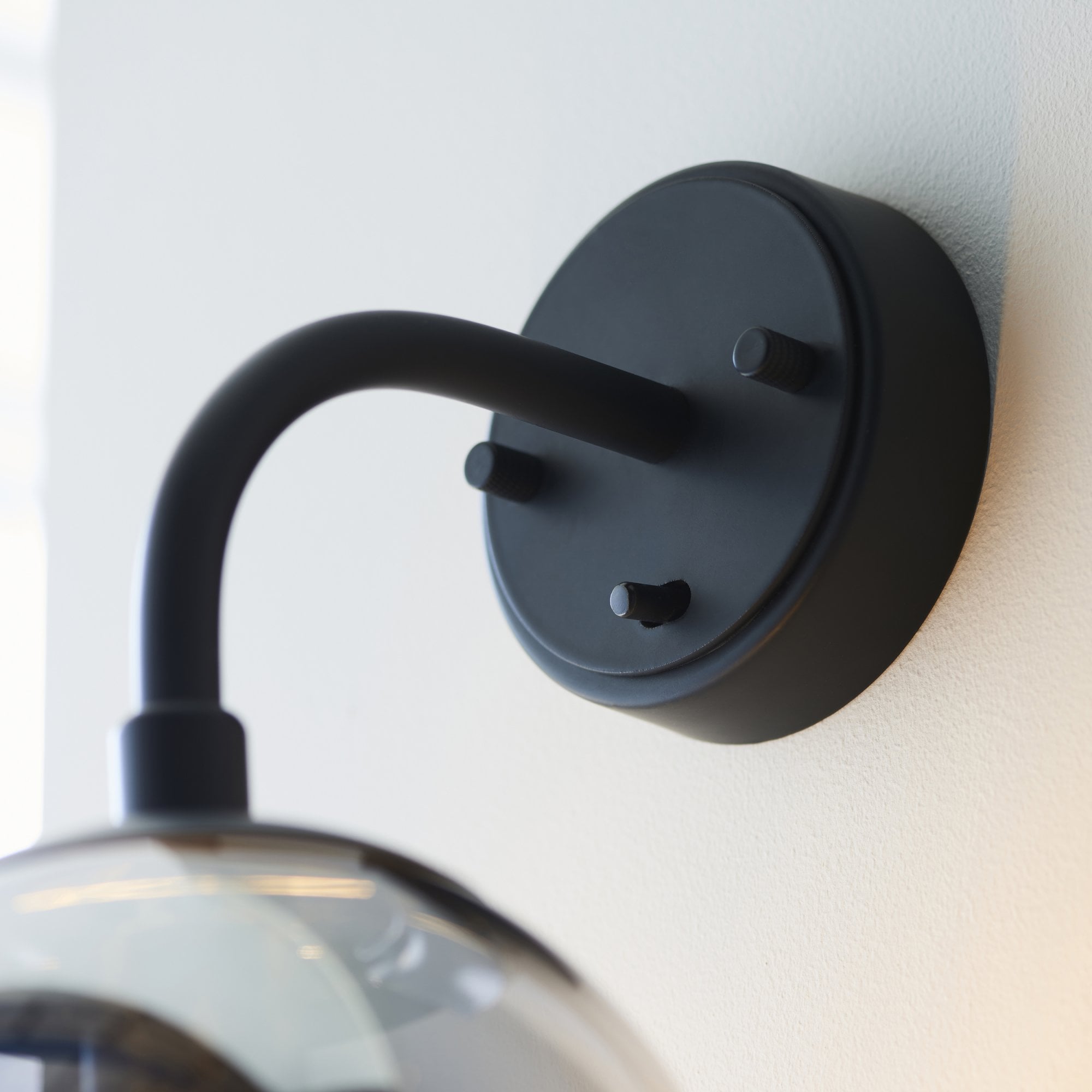 Utopia Sphere Single Wall Light - Matt Black & Smoked Mirror Glass