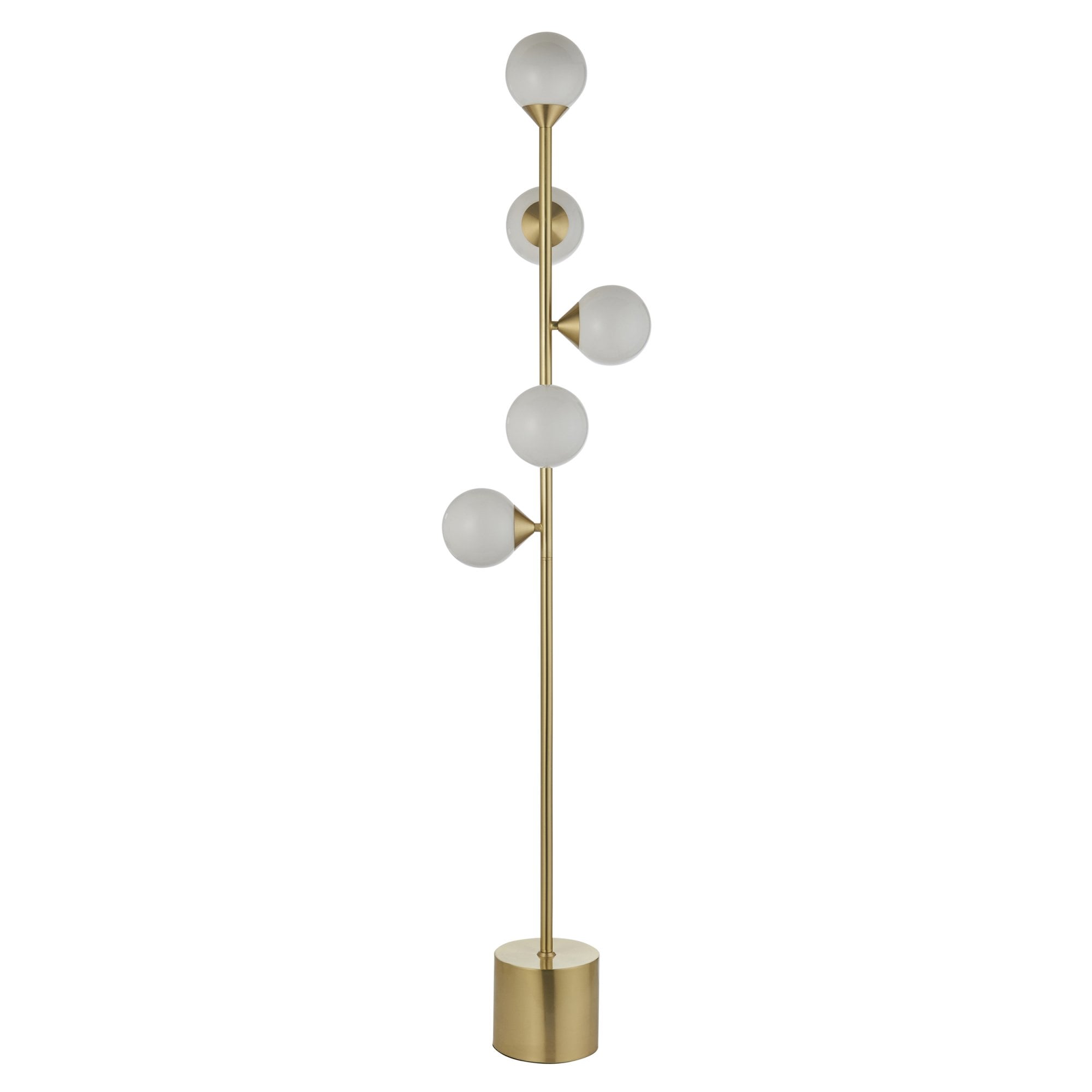 Utopia Lustre Floor Lamp - Satin Brass Plate & Gloss White Glass