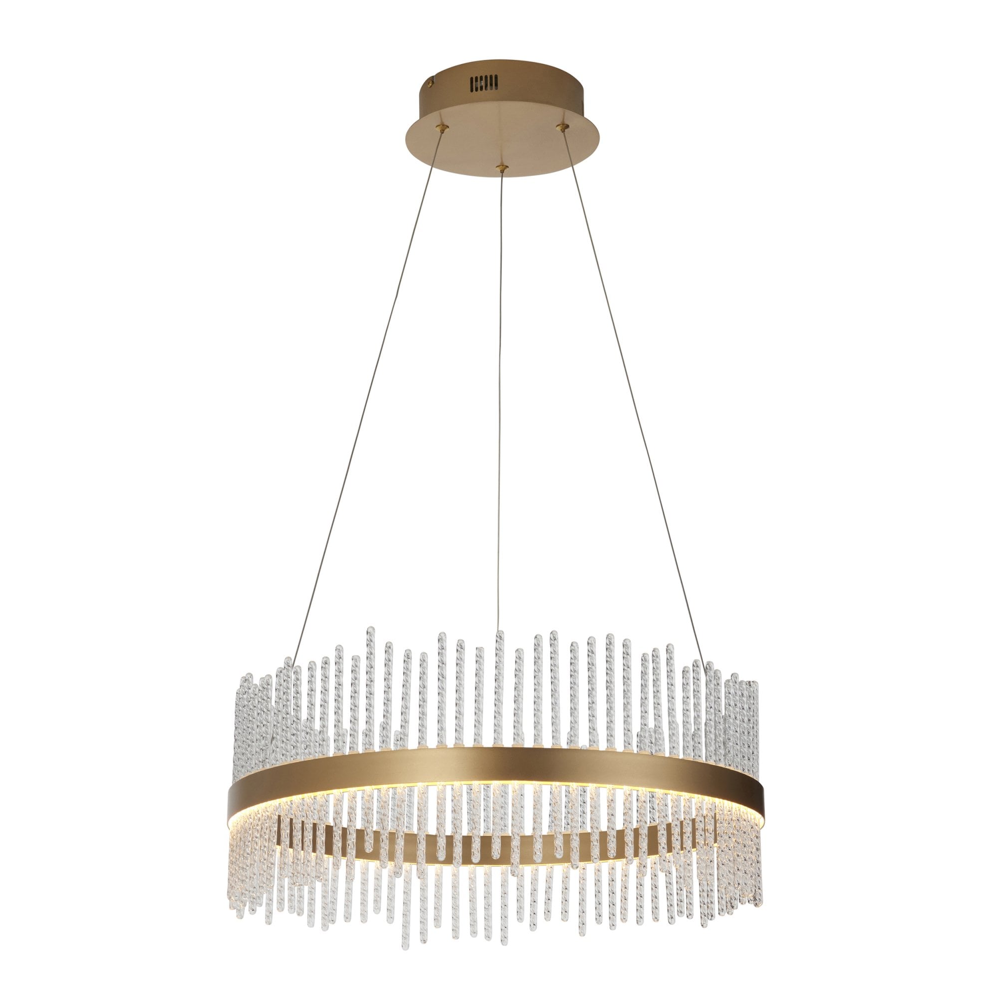 Utopia Twist Medium Pendant - Brushed Gold Plate & Clear Glass - 51cm diameter