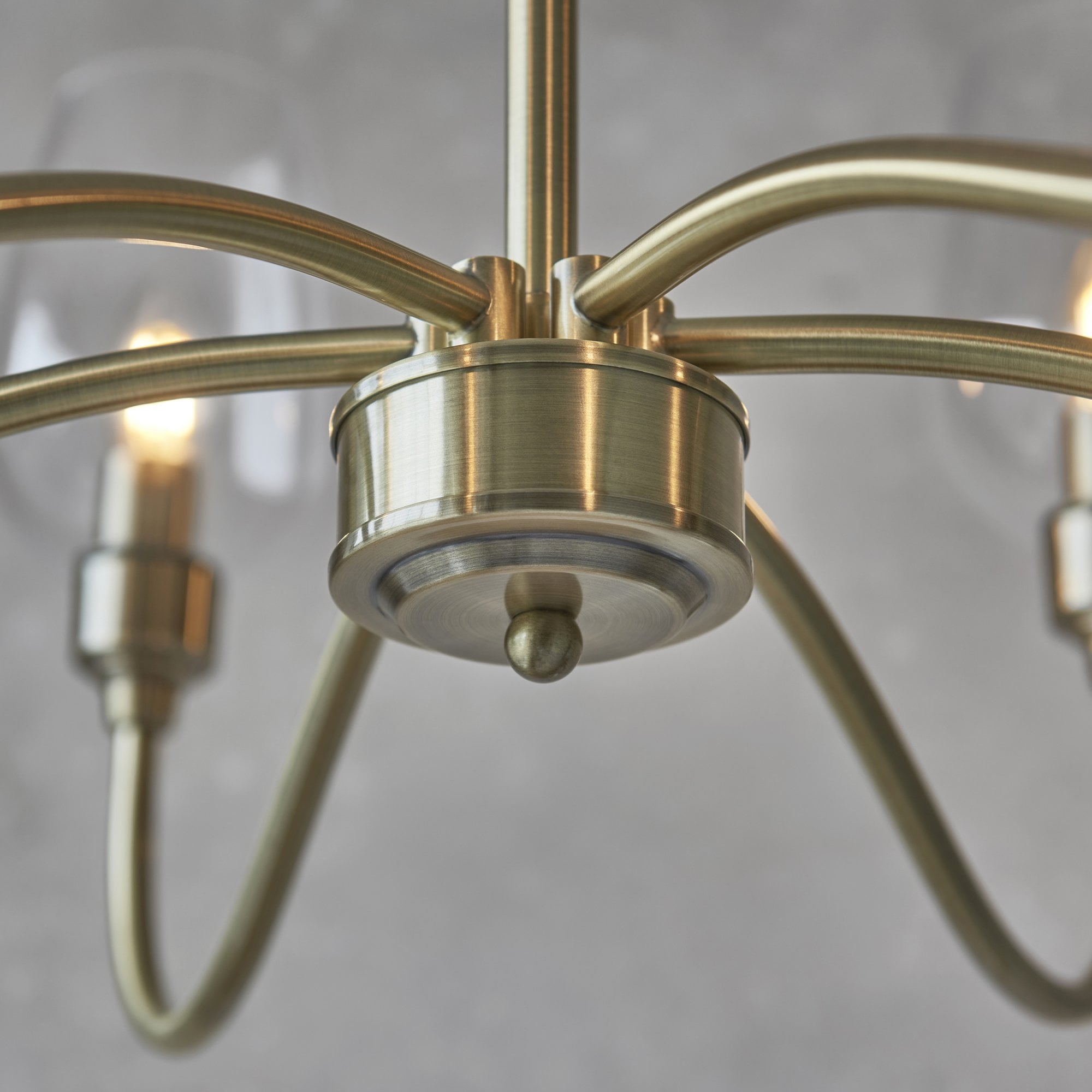 Utopia Walton 6 Light Pendant - Antique Brass Plate & Clear Glass