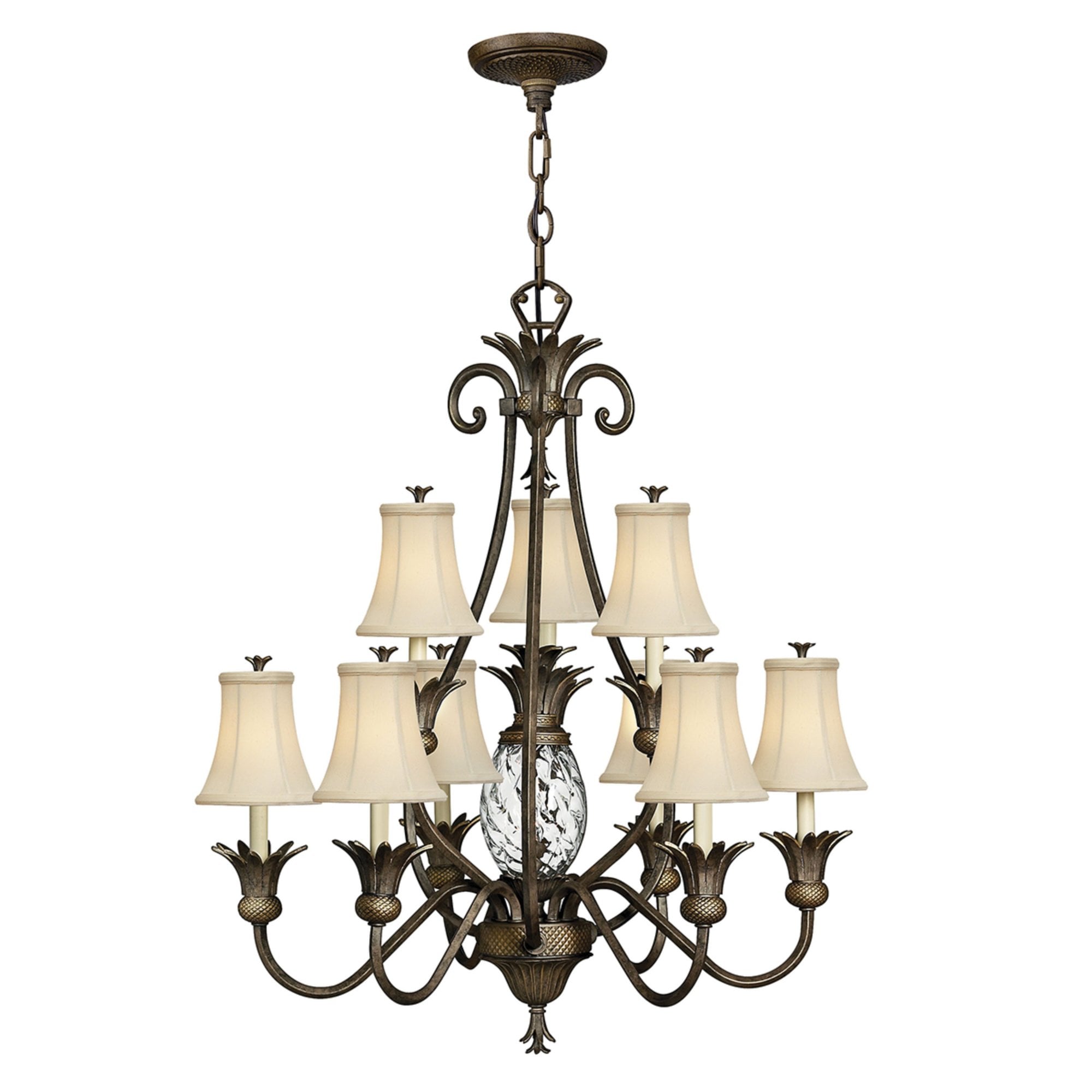 Hinkley Plantation 10 Light Chandelier - Pearl Bronze