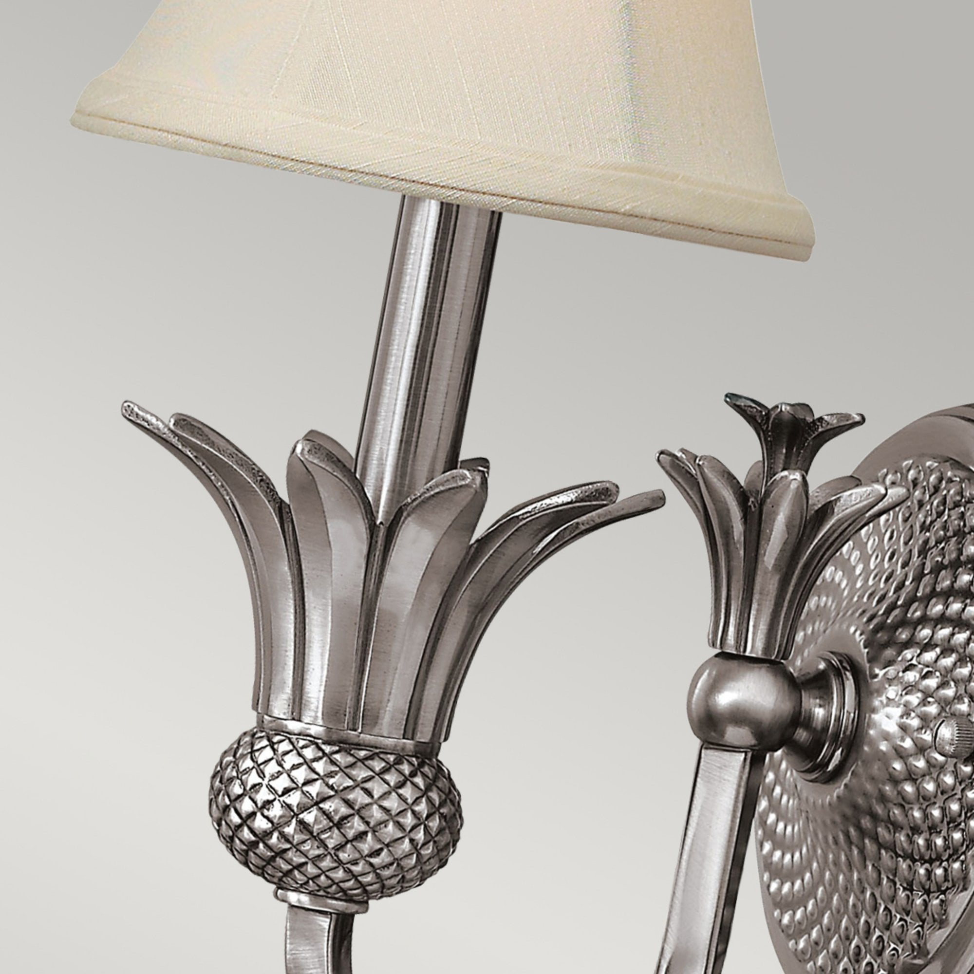 Hinkley Plantation Single Wall Light - Polished Antique Nickel & Linen Shade