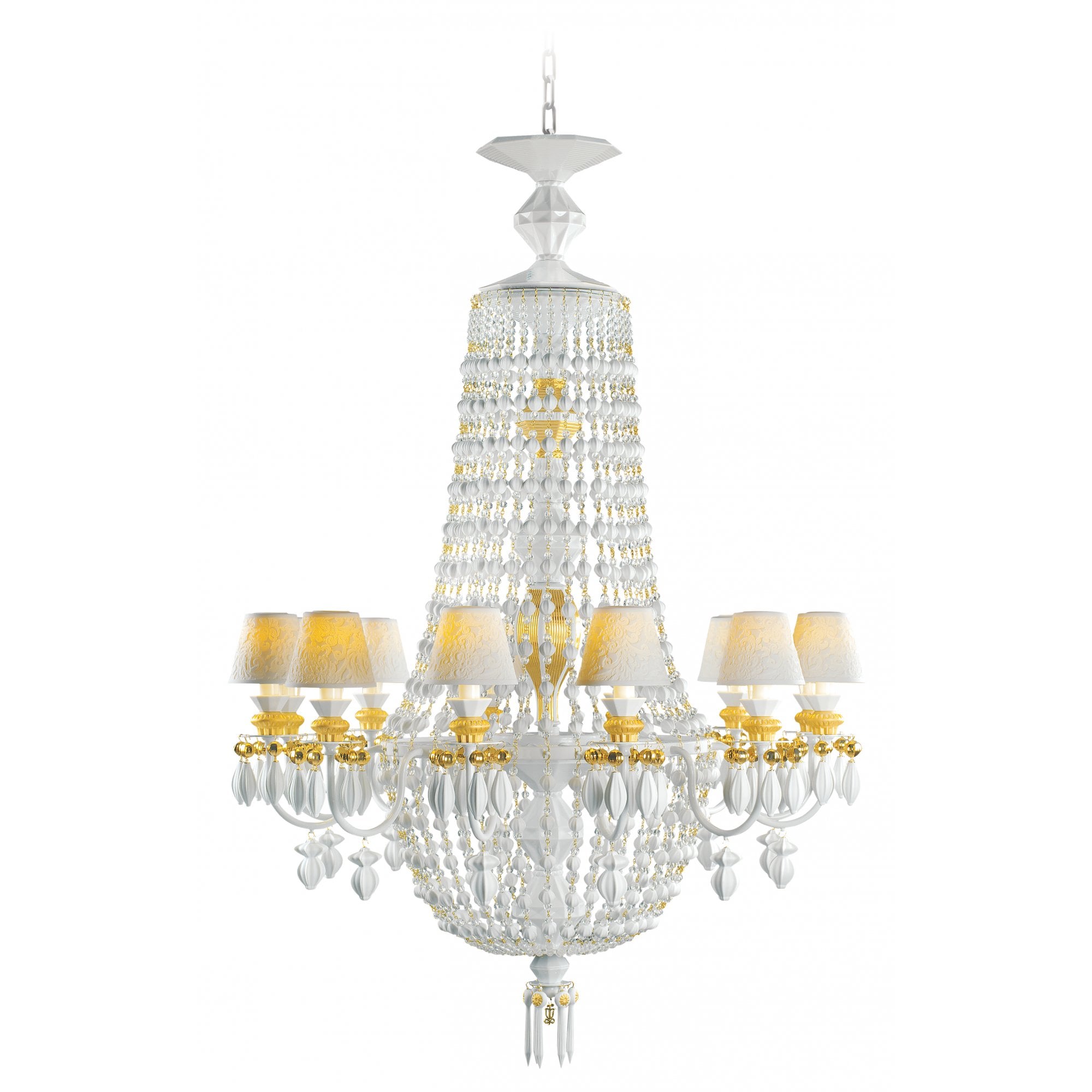 Lladro Winter Palace 12 Light Chandelier - Golden Luster
