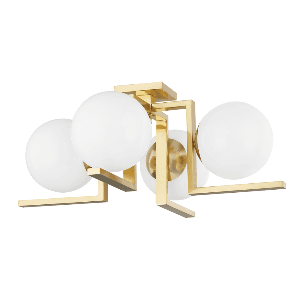 Hudson Valley Tanner 4 Light Flush Mount - Aged Brass
