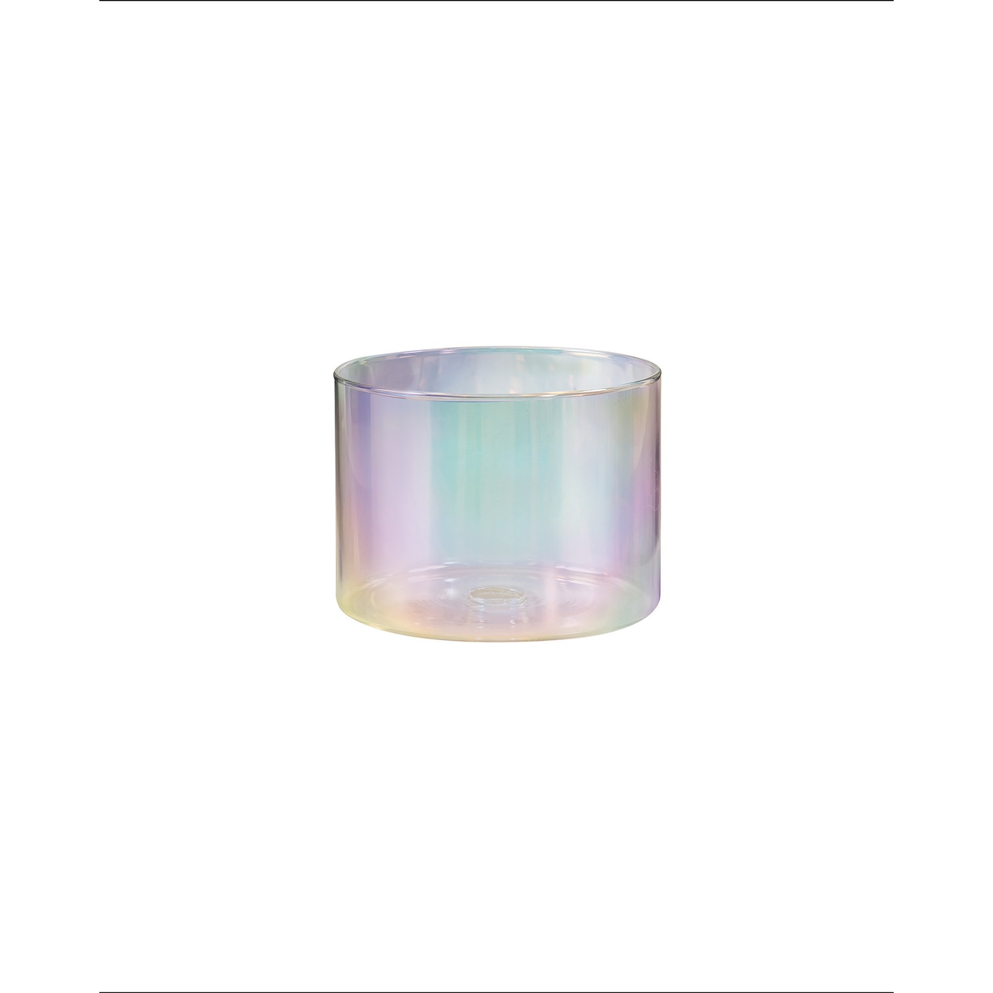 Fabula Tamworth Single Pendant - Short Cylinder Shade - Polished Chrome & Iridescent Glass