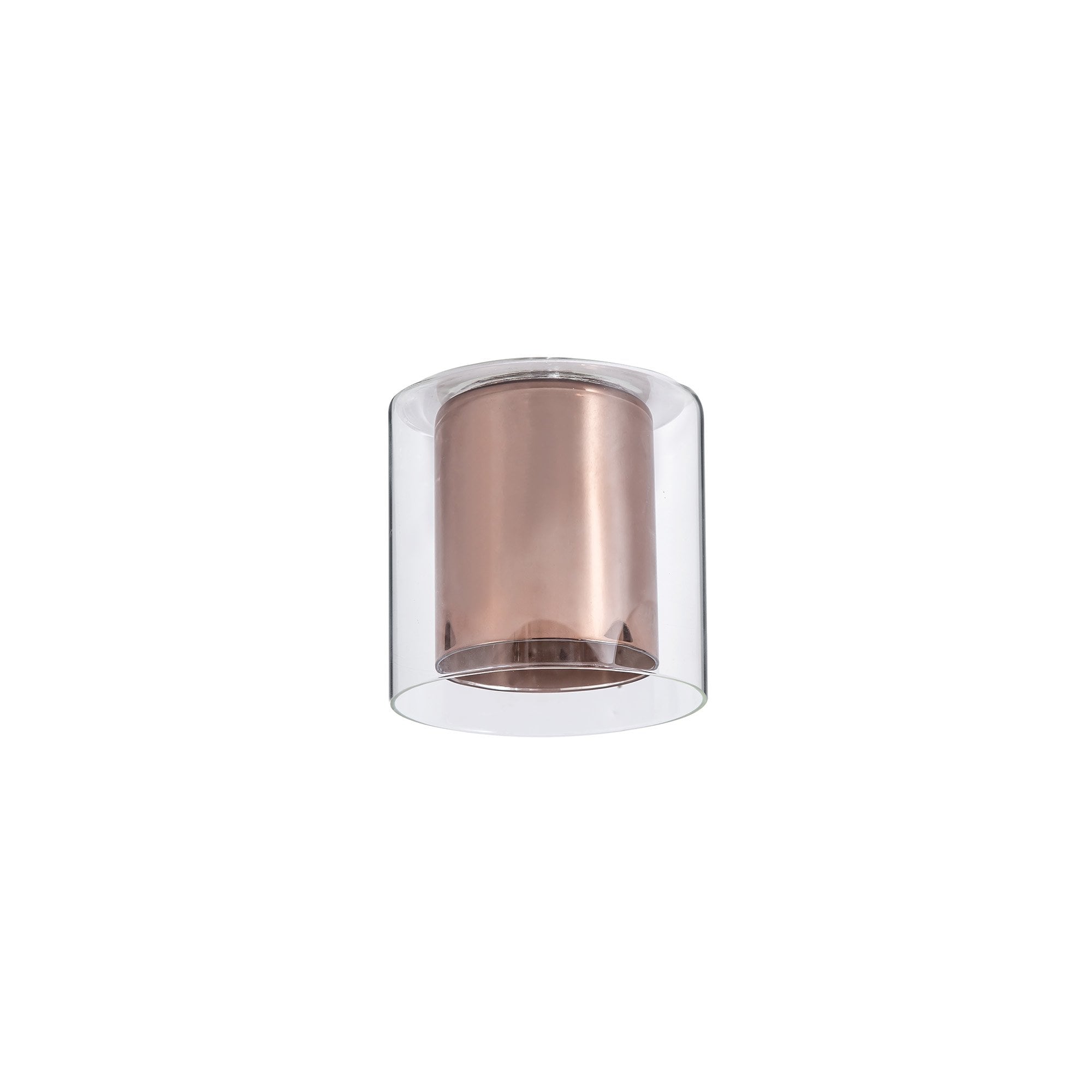 Fabula Tamworth Single Pendant - Medium Cylinder Shade with Clear Outer - Polished Chrome, Copper & Clear Glass