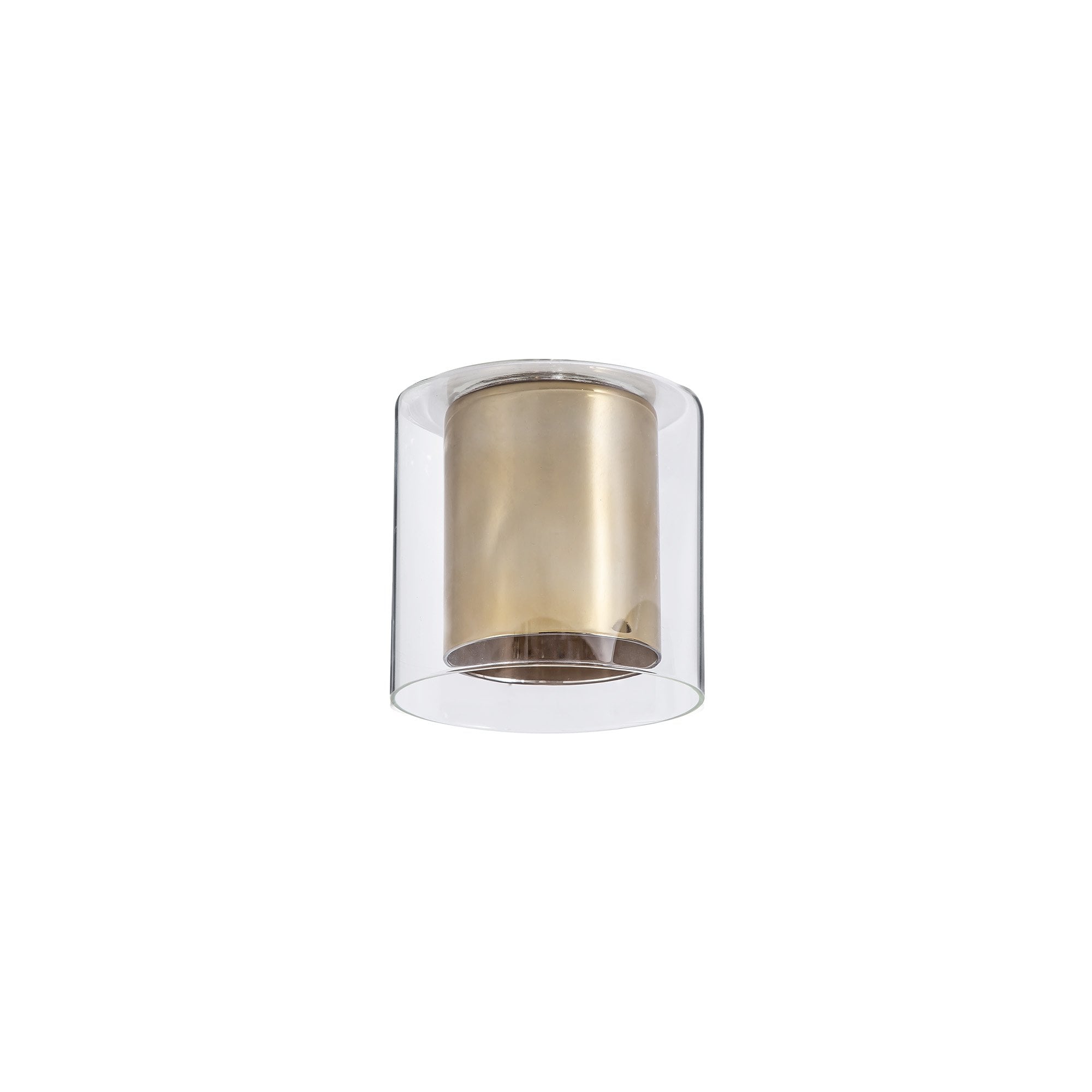 Fabula Tamworth Single Pendant - Medium Cylinder Shade with Clear Outer - Polished Chrome, Gold & Clear Glass